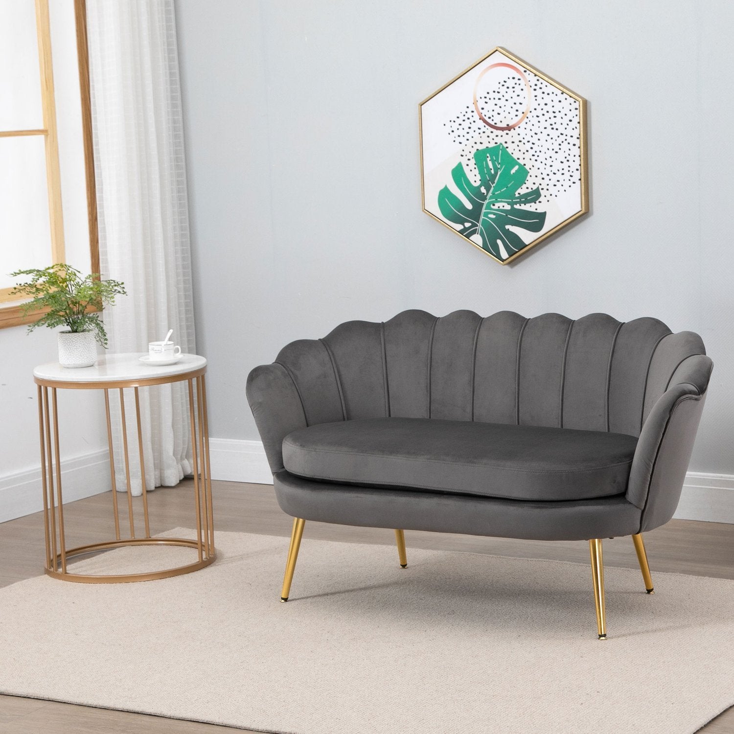 2-personers stofsofa, 2-personers loungesofa med bløde, generøse hynder, polstret sofa, siddepladser, polstrede møbler, designsofa, elegant fløjlspolyester