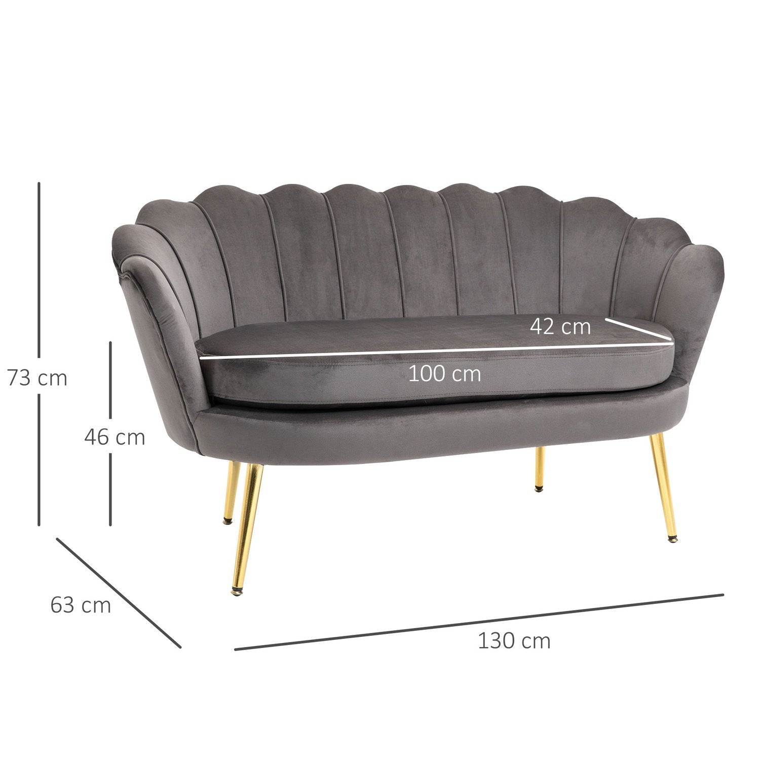 2-personers stofsofa, 2-personers loungesofa med bløde, generøse hynder, polstret sofa, siddepladser, polstrede møbler, designsofa, elegant fløjlspolyester