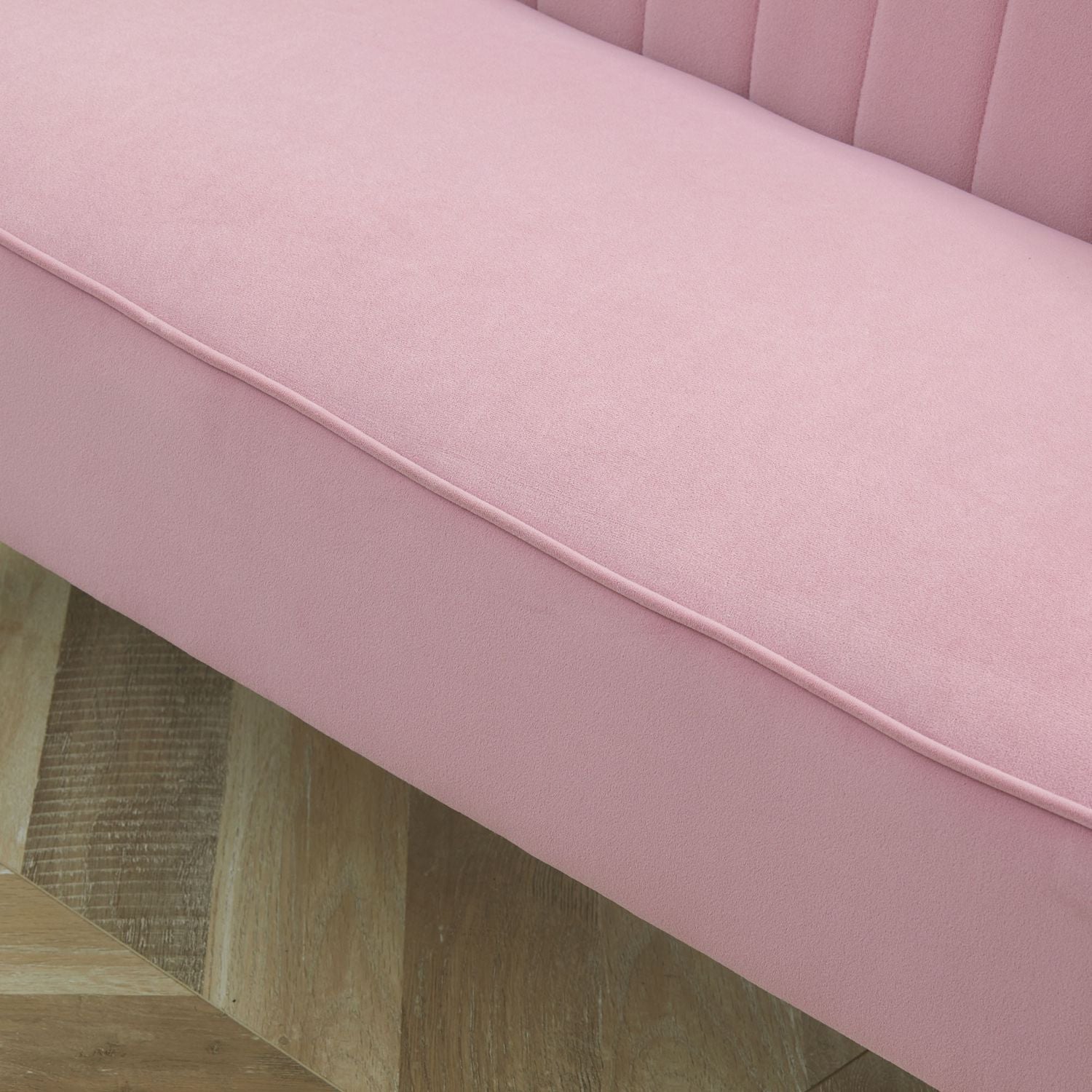 2-personers stofsofa, polstret sofa, dobbeltsofa, siddemøbler, loungesofa, træ, skum, fløjlslignende polyester, pink, 117 x 56,5 x 77 cm