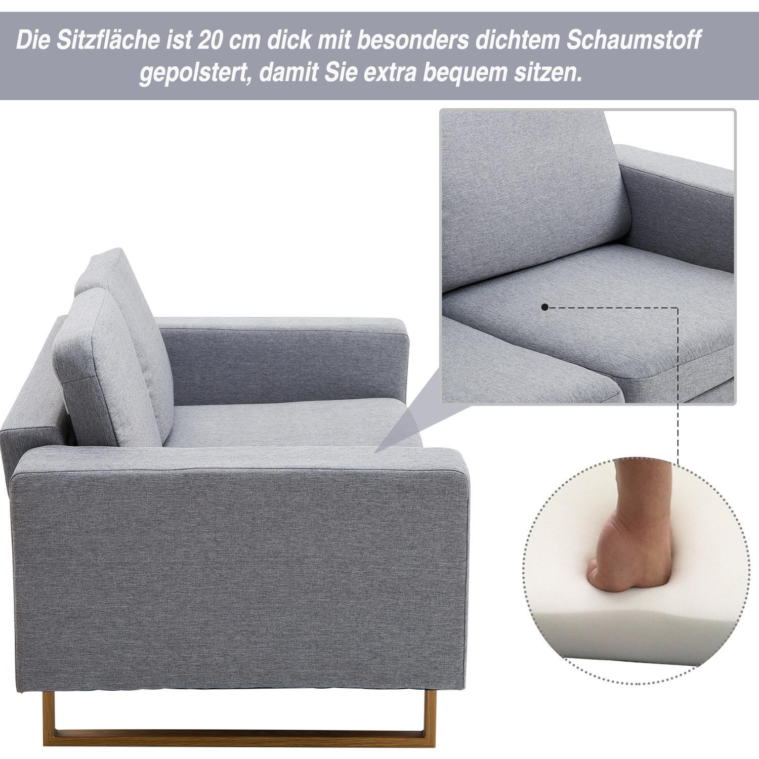 2-personers sofa, hjørnesofa, polstret sofa, stofsofa, siddemøbler, træ, lysegrå