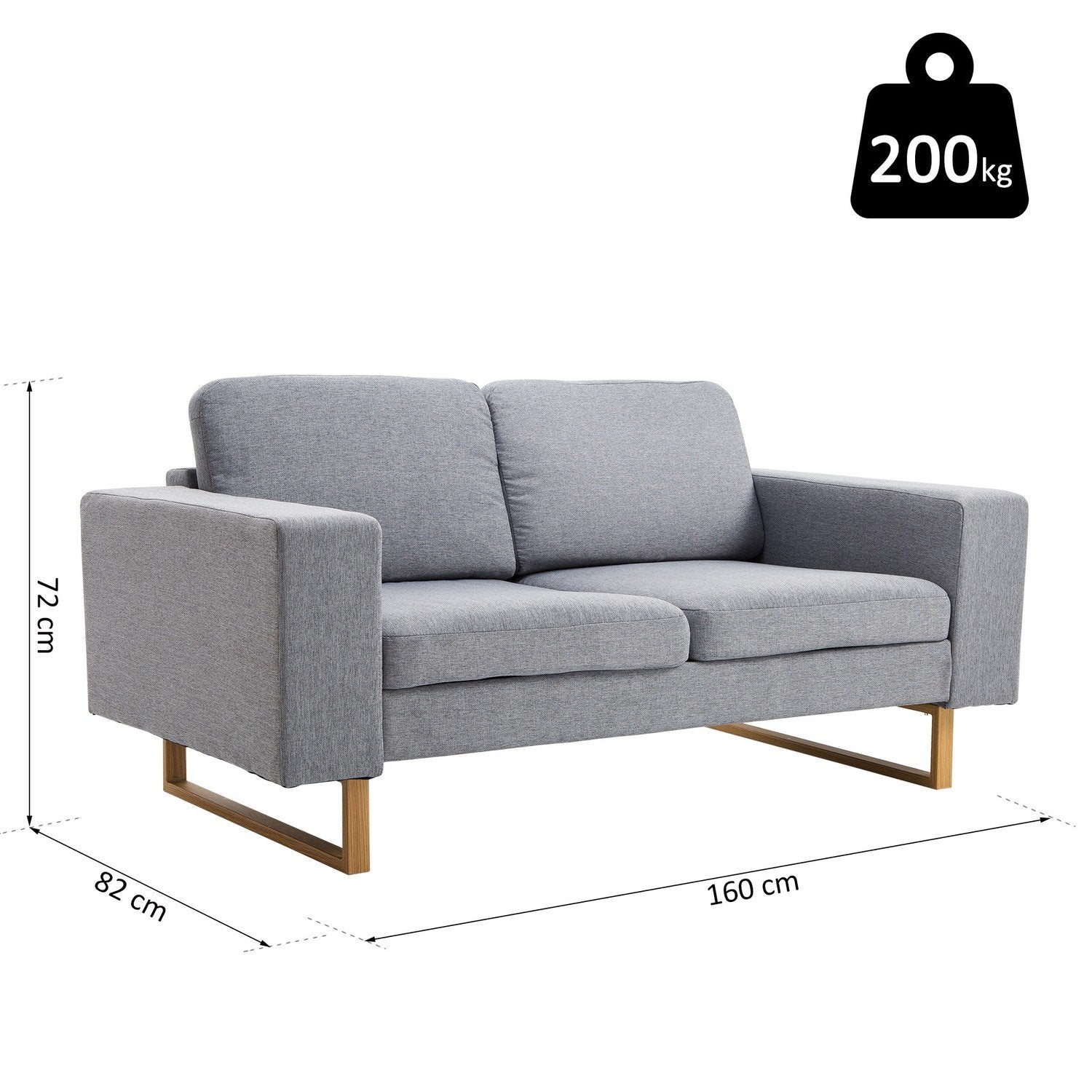 2-personers sofa, hjørnesofa, polstret sofa, stofsofa, siddemøbler, træ, lysegrå