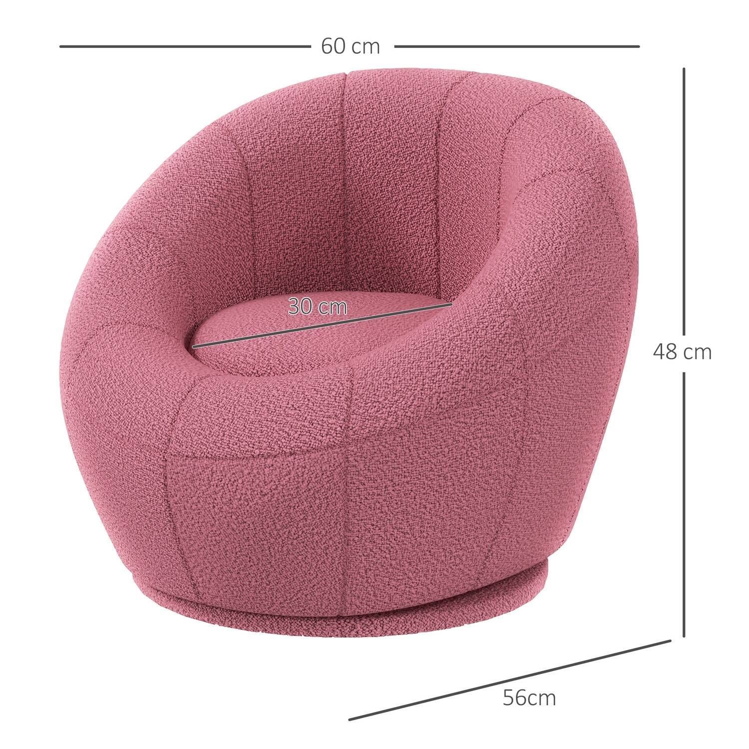 Fåtölj Roterbar Lounge Chair Enkelstol Plyschstol Maximal Belastning 120 Kg Rosa