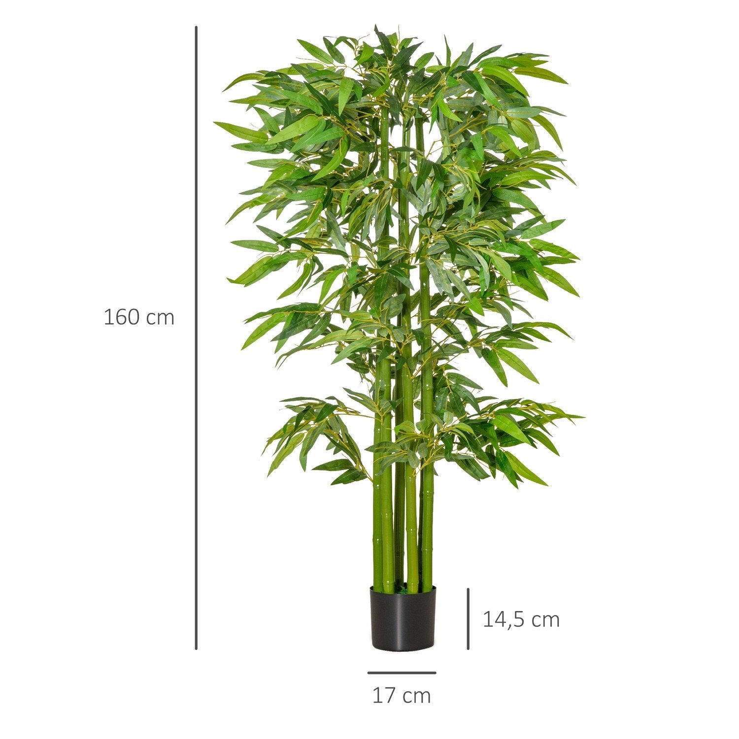 Kunstig bambus stor kunstig plante, 160 cm, til kontor og hjem, i plastpotte, nem pleje