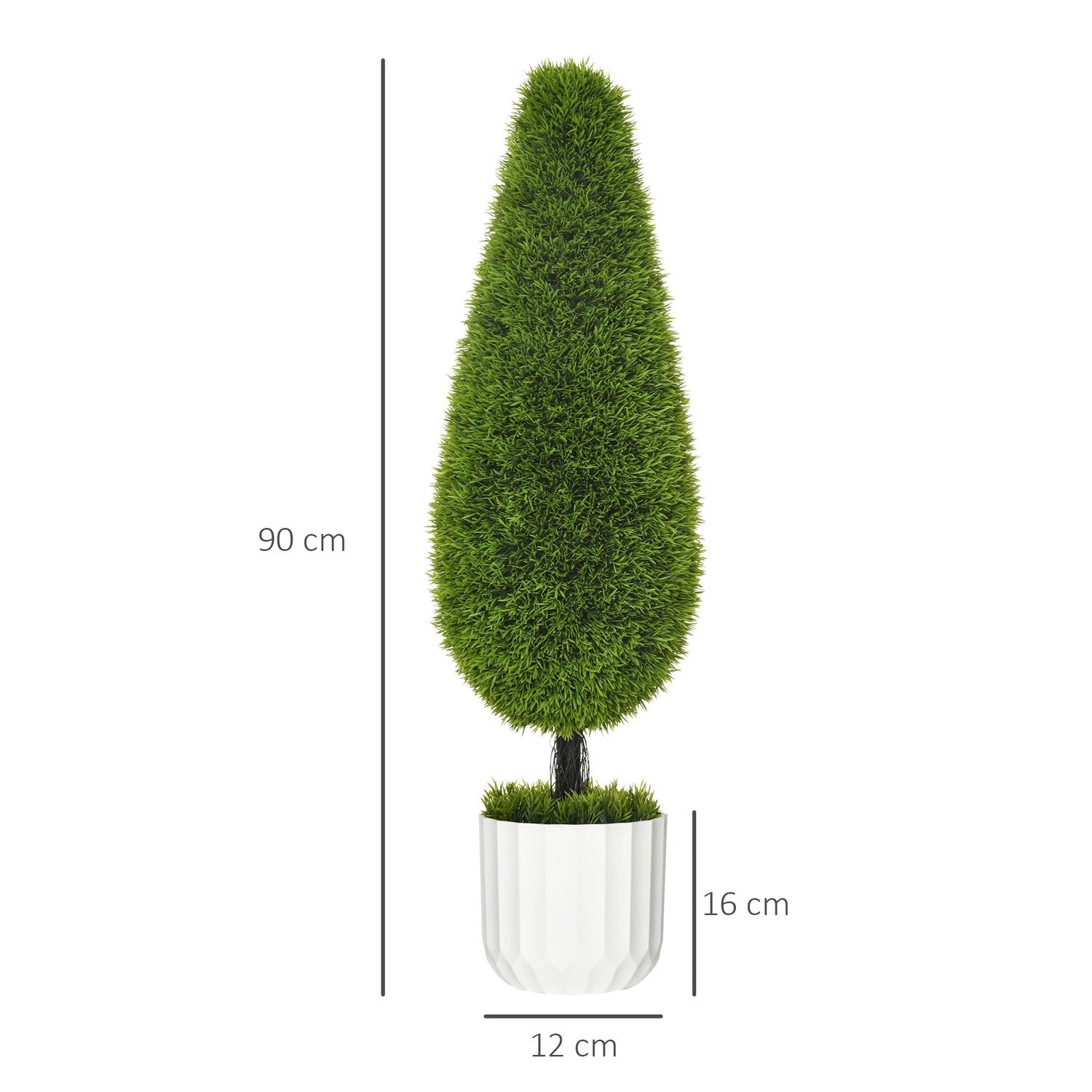 Kunstig cypres plantesæt ca. 2,90 cm kunstig plante, kunstigt træ i potte, potteplante med kunstig mos til indendørs udendørs grøn