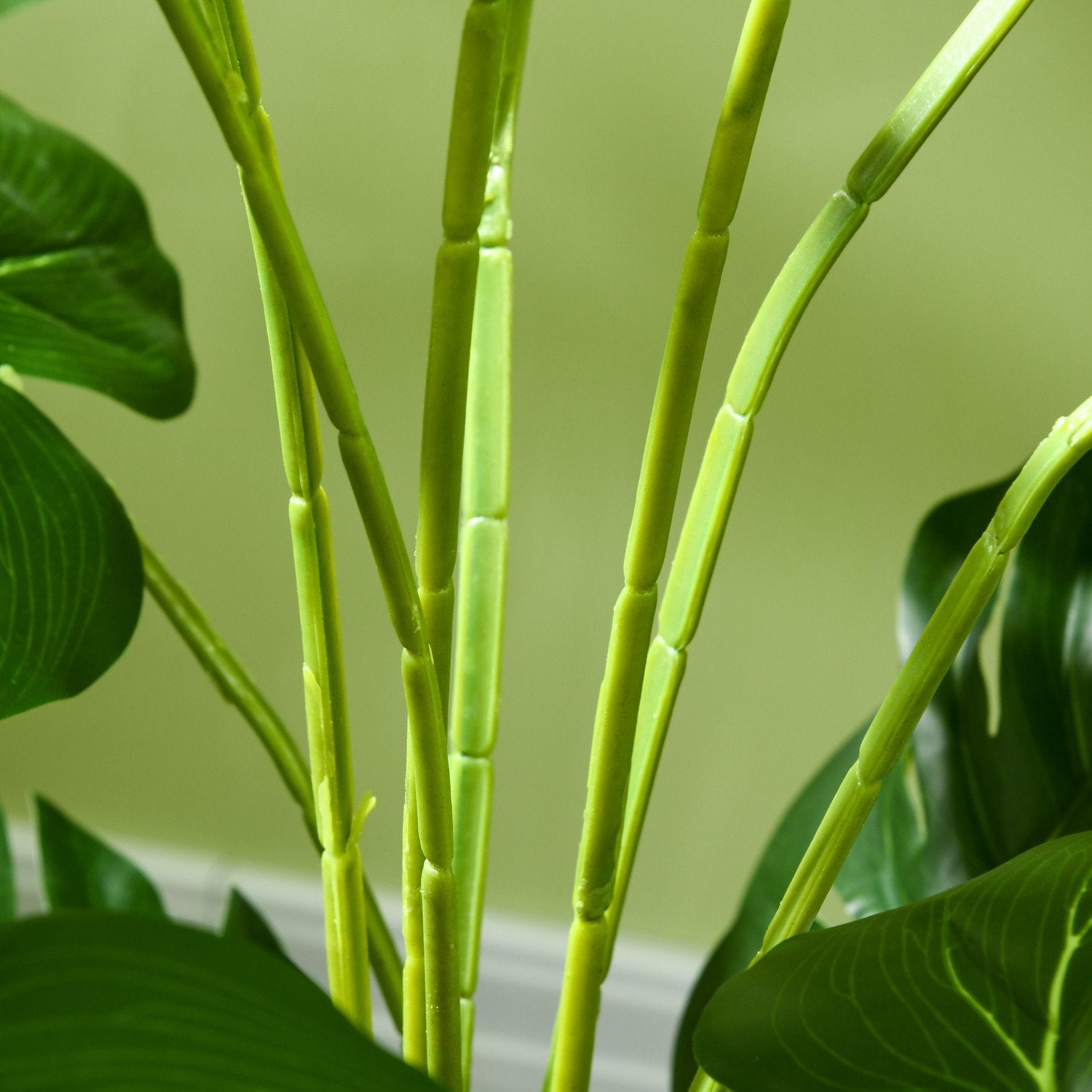 Kunstig Monstera 120 cm kunstig plante med plantning og pe-mos, vildledende ægte, til stuen, grøn