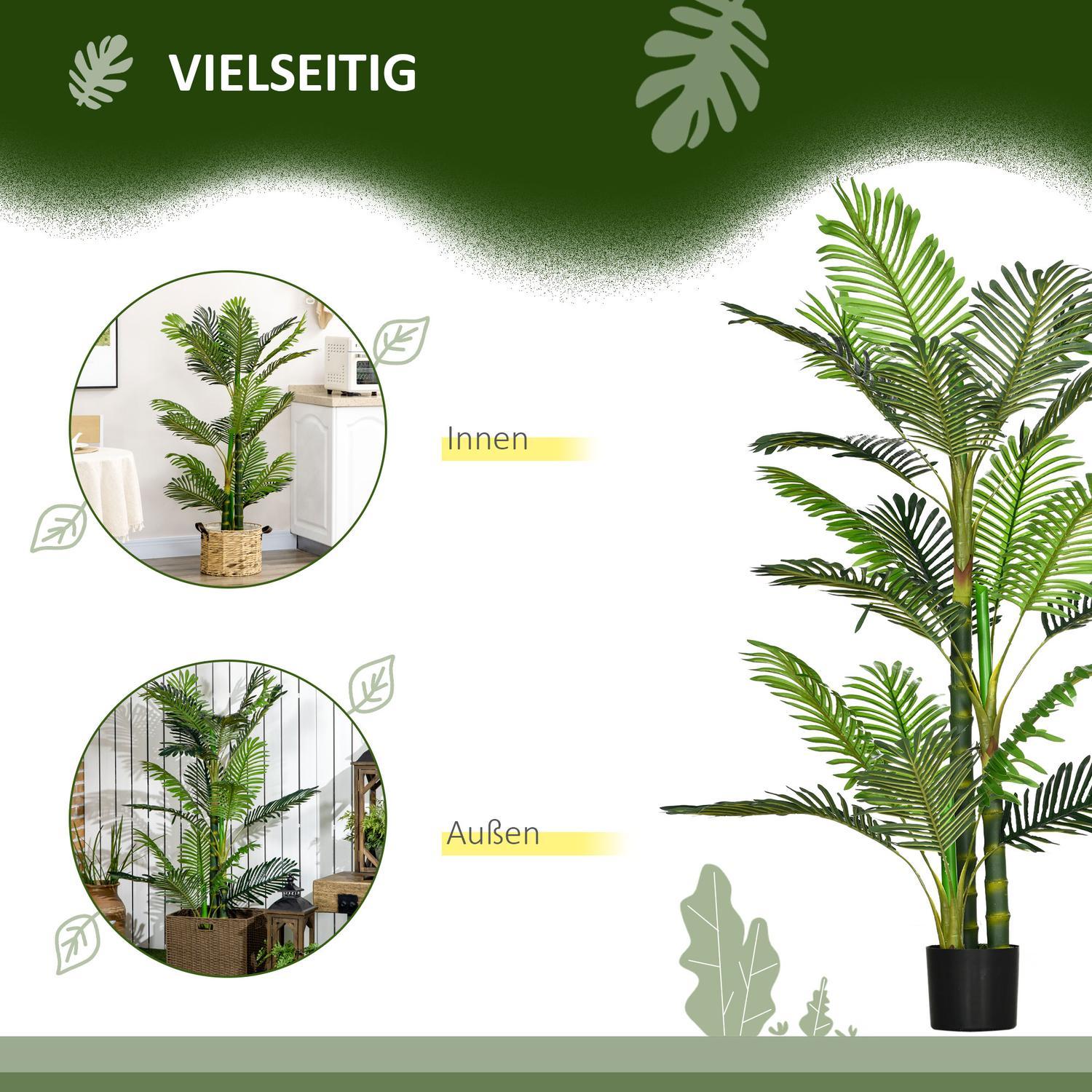 Kunstig Palm Kunstig Plante Cement Fyld 150Cm Indendørs Grøn