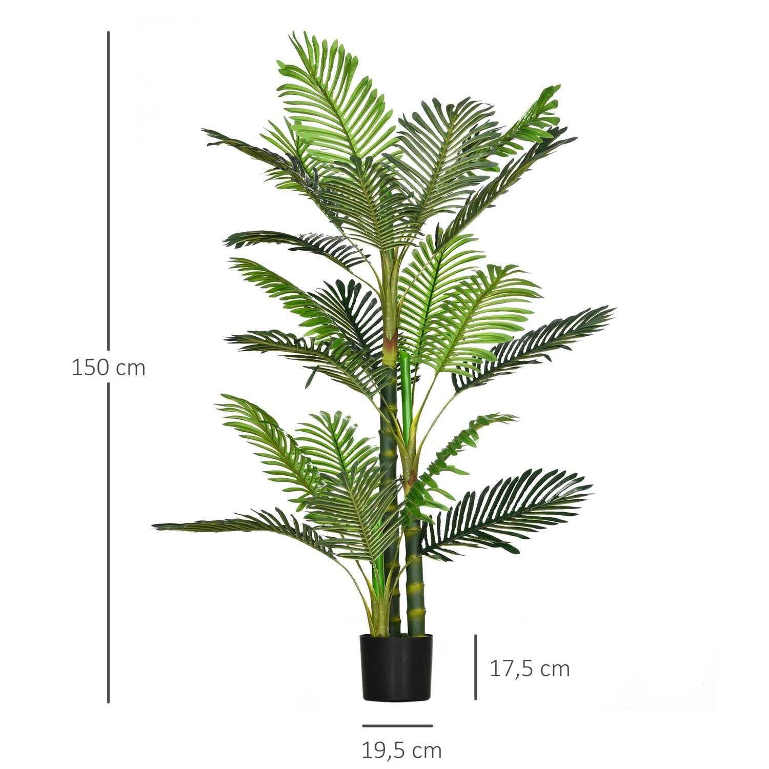 Kunstig Palm Kunstig Plante Cement Fyld 150Cm Indendørs Grøn