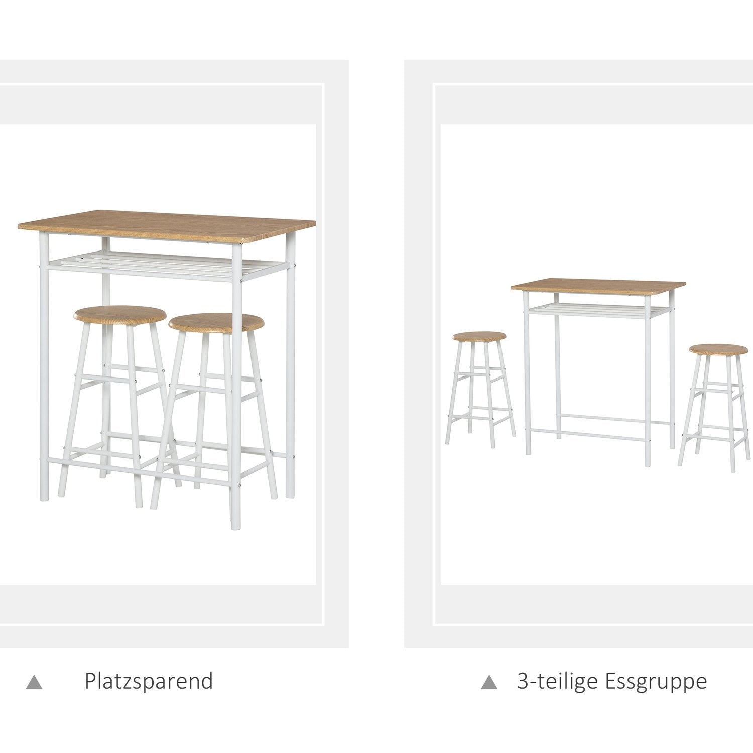 Barbord med stol Køkkenbord og stole med skridsikker dørmåtte, barbord og barstol med opbevaringshylde, Mdf/stål