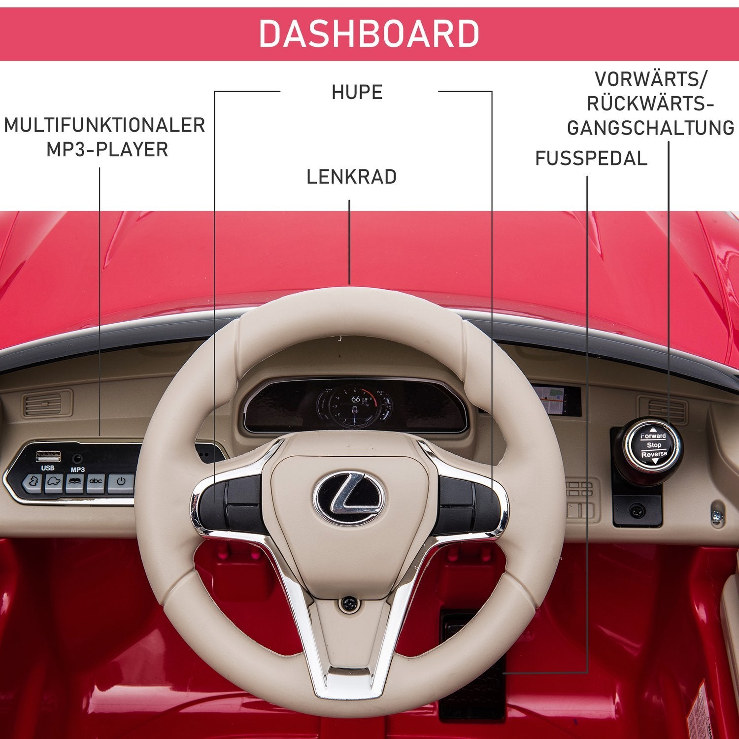 Børnebil officielt licenseret Lexus Lc500 elbil, 2,4G fjernbetjening, mp3/usb, lys og musik, 3-6 år