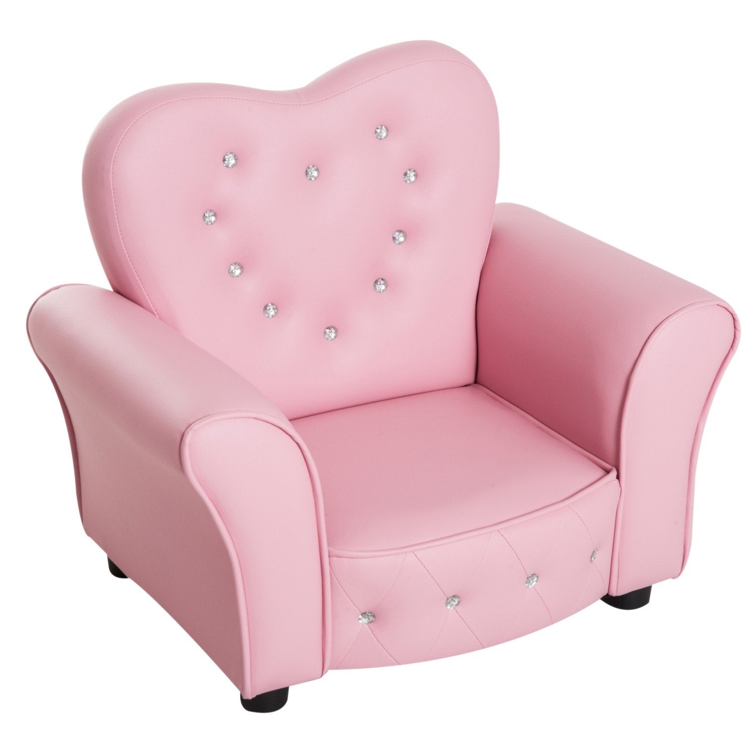 Børnesofa Prinsesse hjerteformet børnelænestol i pink, hyggelig børneværelsessofa, L59Xb41.5Xh49Cm