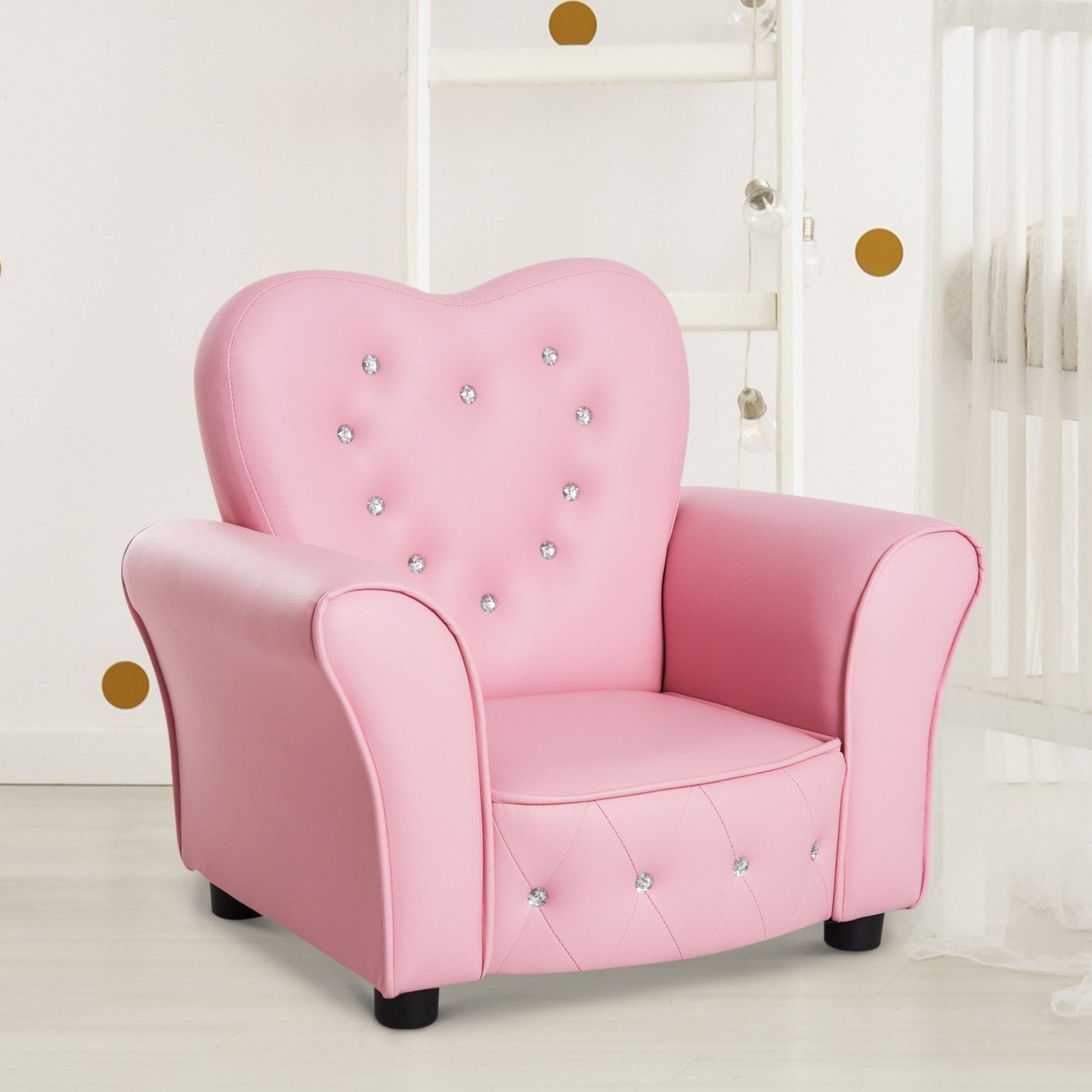 Børnesofa Prinsesse hjerteformet børnelænestol i pink, hyggelig børneværelsessofa, L59Xb41.5Xh49Cm