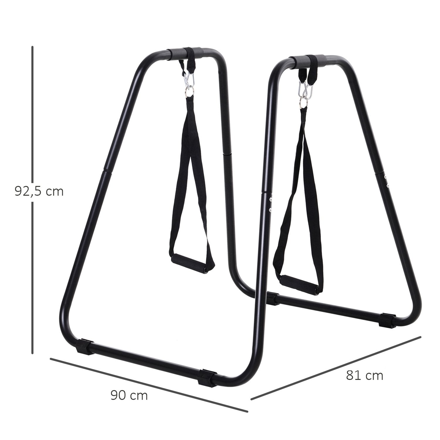 Dipstation Stable Dip Stand Med Sling Trainer, Robust Stålram, Svart, 90X81X92,5Cm