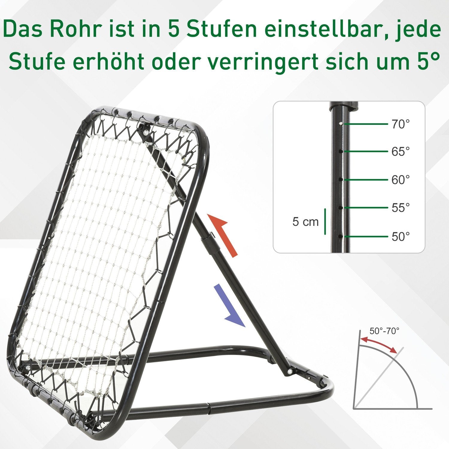 Fotbollsrebounder Vikbar Kickback Goal Rebound Wall 5 Nivåer Baseball Basketball Metall Svart 78X84X65-78Cm