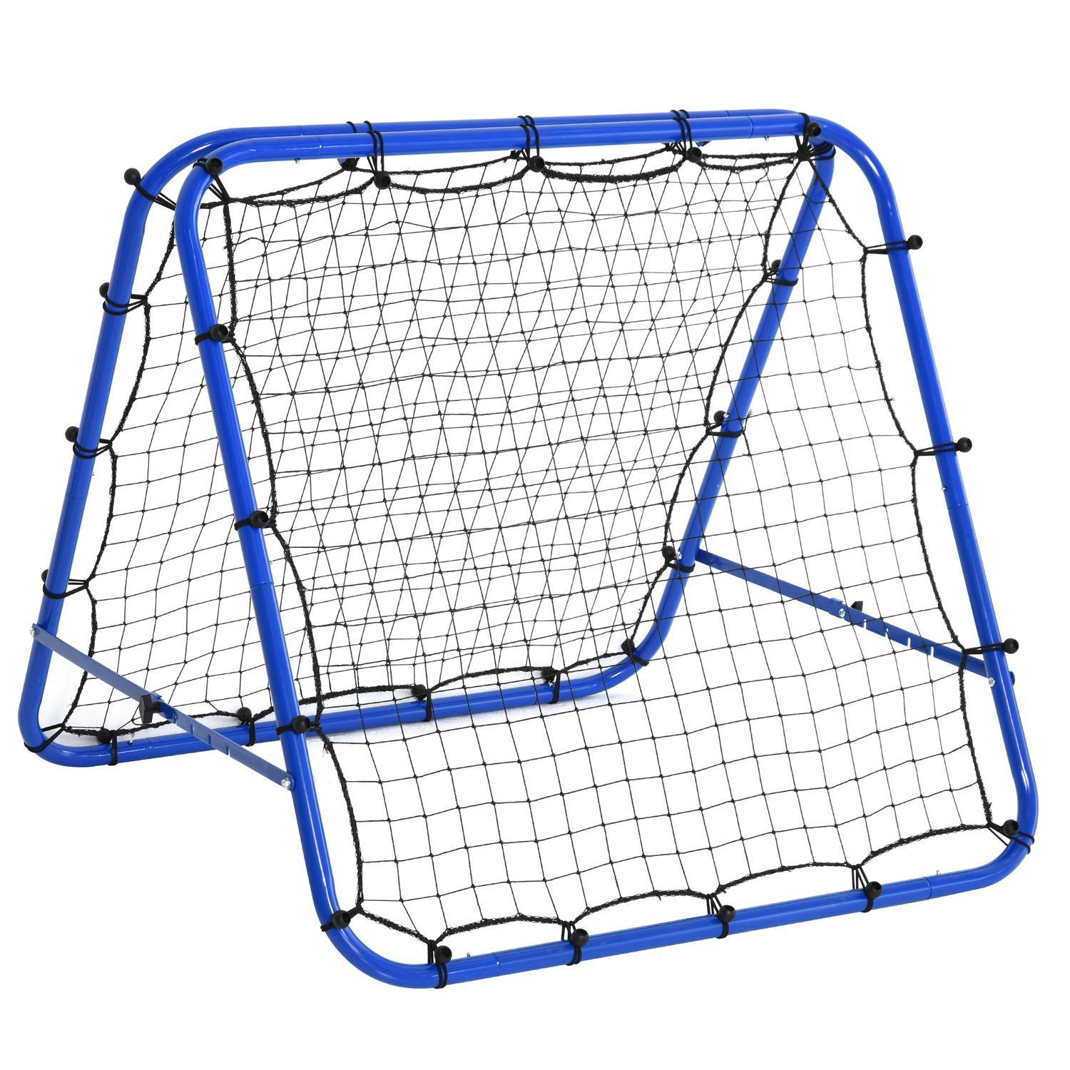 Football Rebounder Kickback Goal Rebound Wall Net Dubbelsidig Rebound Justerbar I 5 Nivåer Stålblå 100 X 95 X 90 Cm