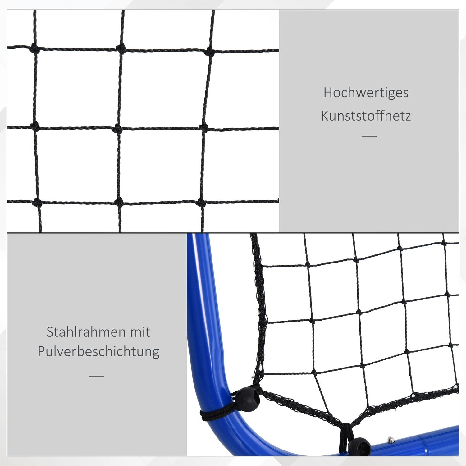 Football Rebounder Kickback Goal Rebound Wall Net Dubbelsidig Rebound Justerbar I 5 Nivåer Stålblå 100 X 95 X 90 Cm