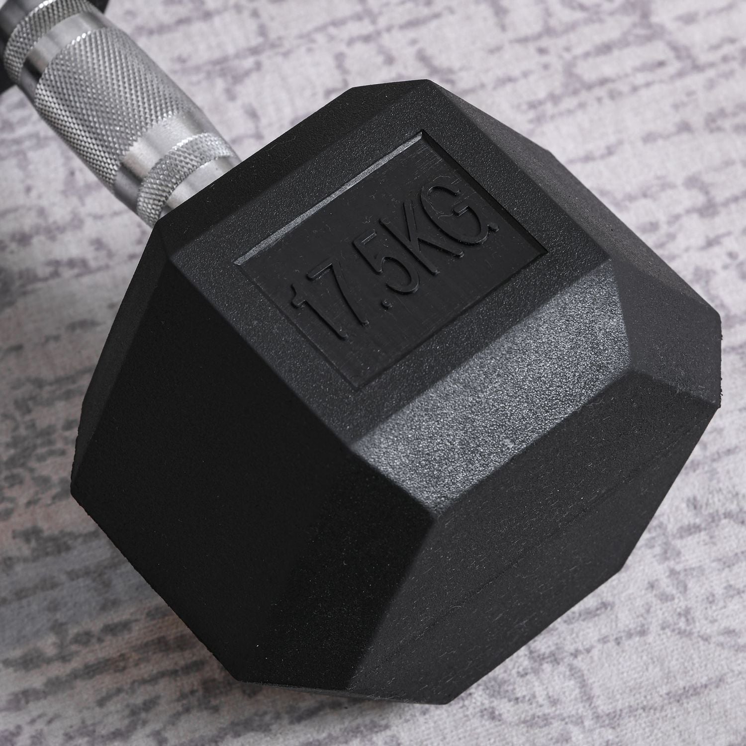 Hexagon Rubber Dumbbells 17,5 Kg Støbejern Styrketræning Sort