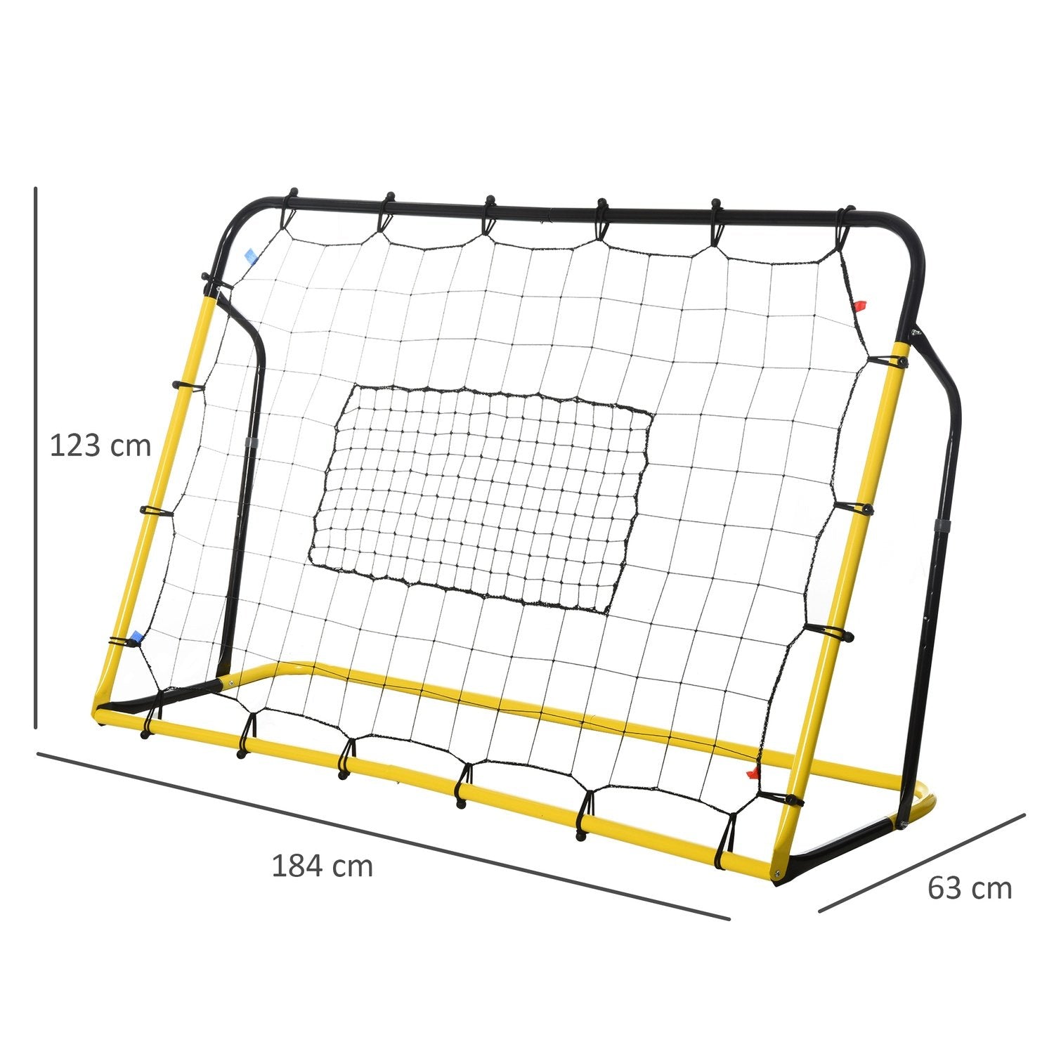 Kickback Football Rebounder Goal Rebound Wall Net För Fotboll, Basket, Baseboll, Gul+Svart, 184X63X123 Cm