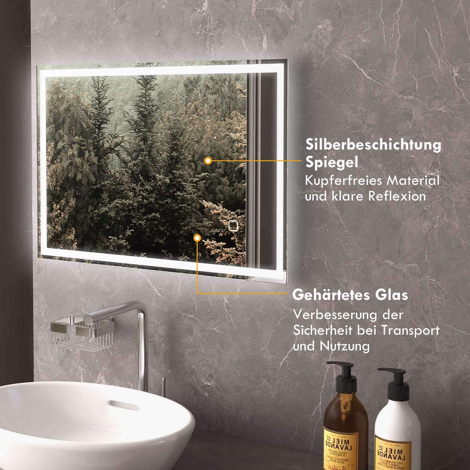 Led Badeværelsesspejl Vægspejl 80X60Cm Imfree Touch Switch Ip44