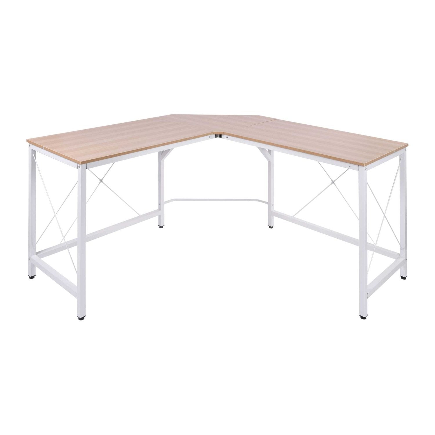 L-Desk Hjørne Skrivebord Vinkel Skrivebord Arbejdsbord Mdf Natural 150X150X76Cm