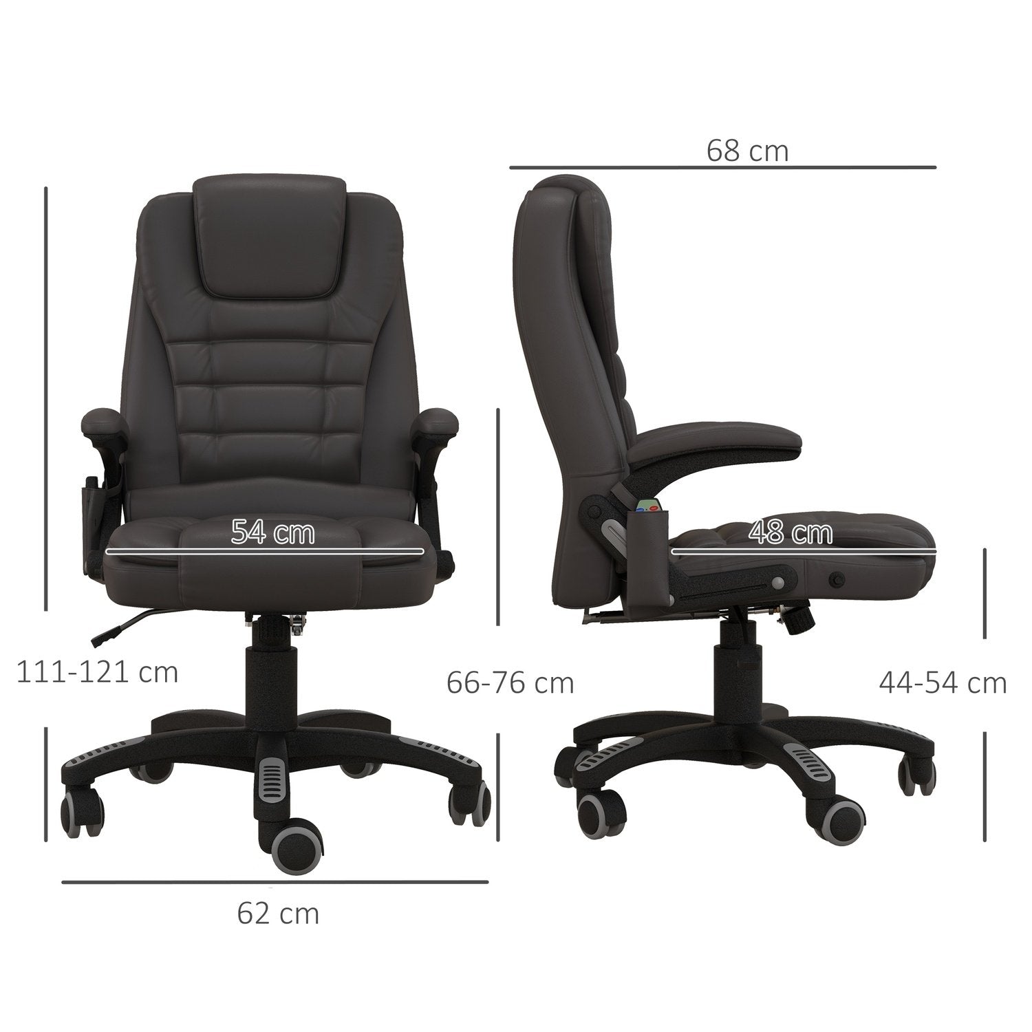 Massagestol Kontorsstol Kontorsstol Executive Chair Gaming Stol 6-Punkts Vibrationsmassage Med Värmefunktion Faux Leather Läderstol Roterbar (Brun)