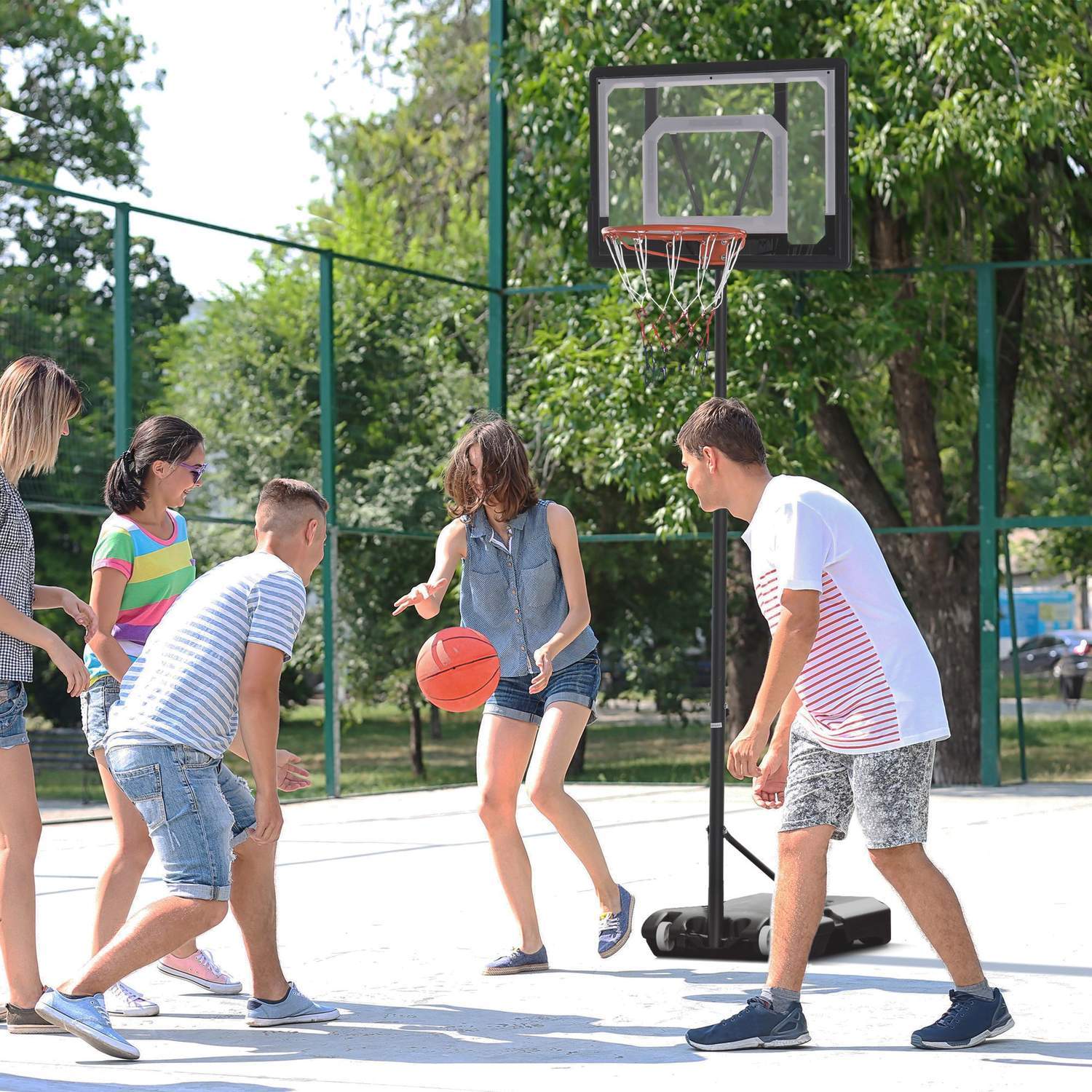 Udendørs Basketball Hoop Højdejusterbar Basketball Stand Til Børn Med Hjul, Sort, 83 X 75 X 206-260 Cm