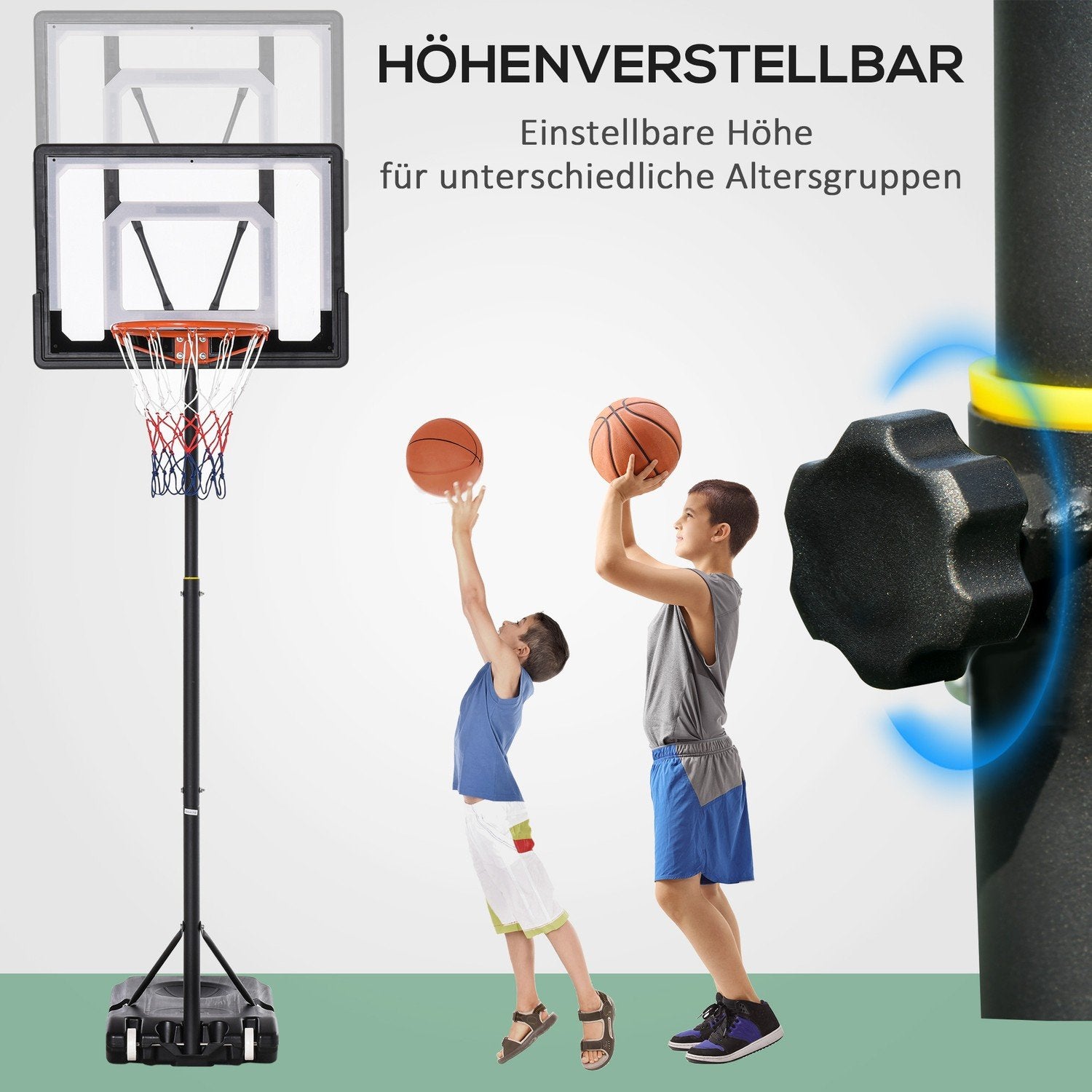 Udendørs Basketball Hoop Højdejusterbar Basketball Stand Til Børn Med Hjul, Sort, 83 X 75 X 206-260 Cm