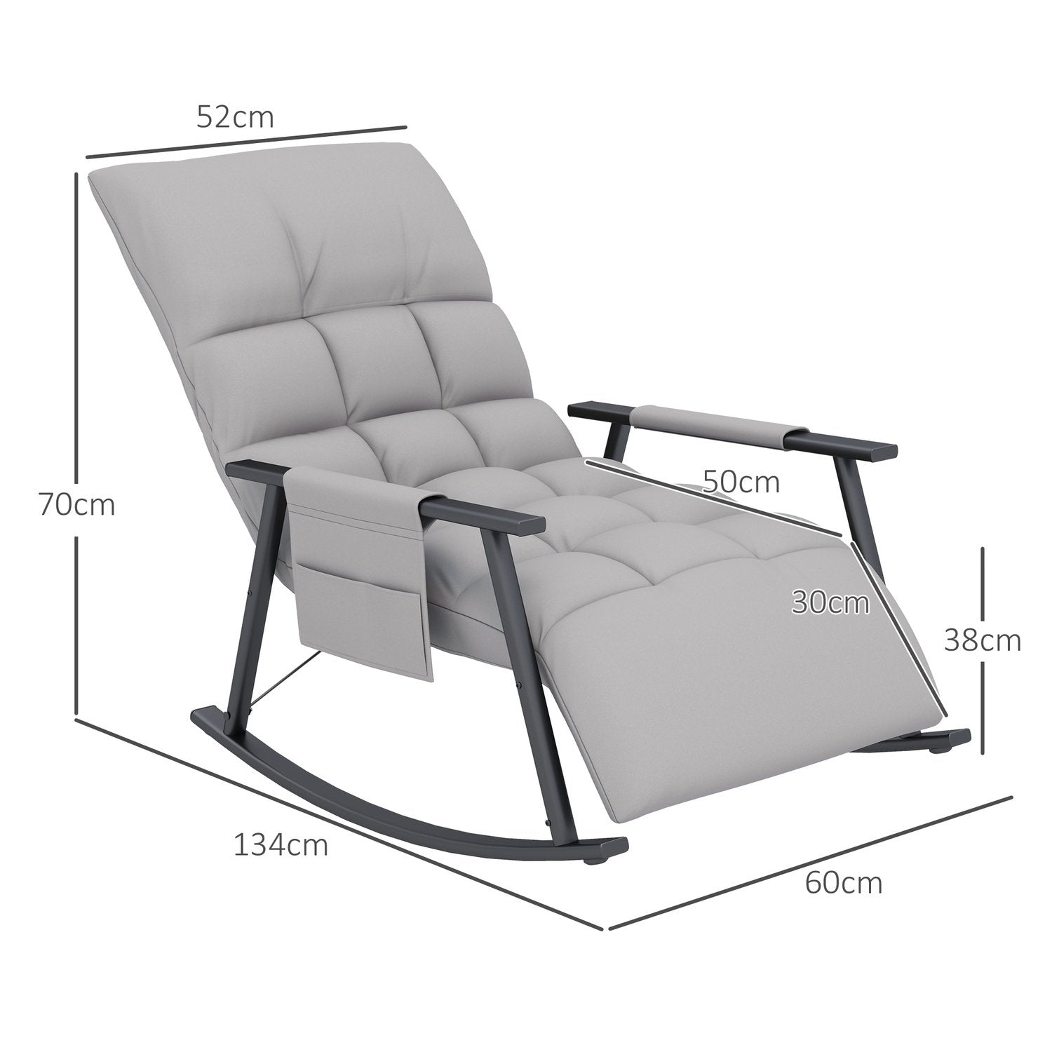 Gungstol Relax Stol Fotstöd Gungstol Sidoficka Justerbart Ryggstöd Upp Till 120 Kg Mikrofibergrå