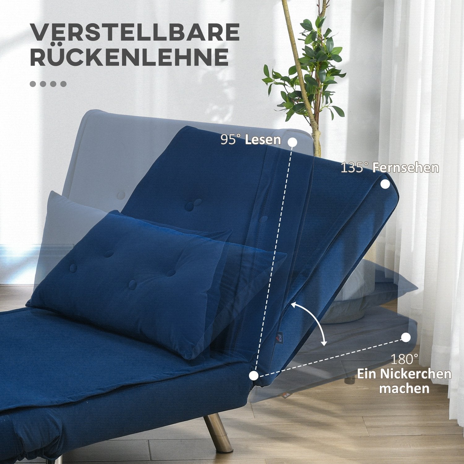 Sovesofa Foldestol Seng Funktion Enkelt sofa Pude Gæsteseng Polstret sofa Fløjl Stue Soveværelse Blå 77X88X83Cm