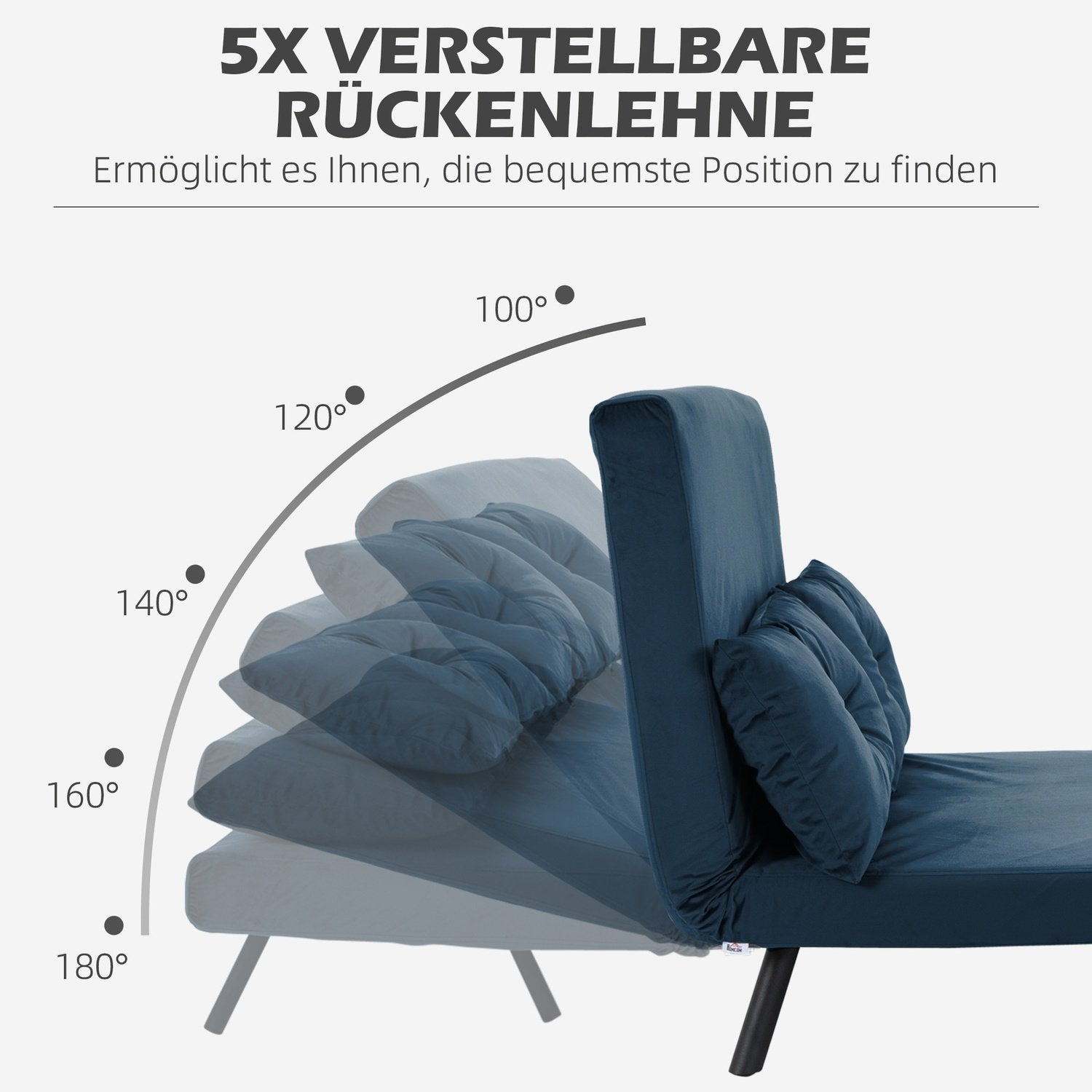 Bäddsoffa Relax Stol Säng Funktion Fällsoffa Sammet Ryggkudde Justerbart Ryggstöd Blå 102X73X81Cm