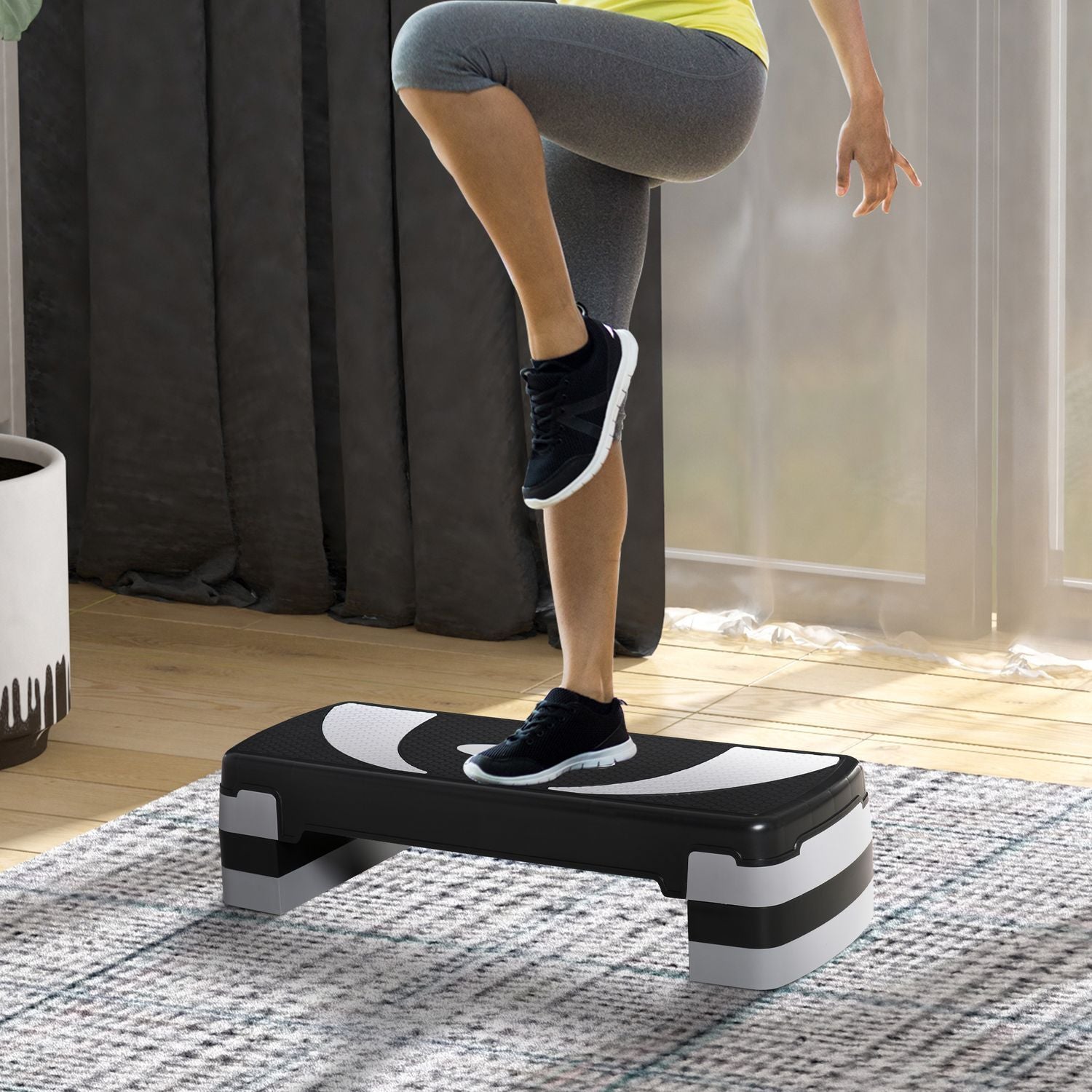 Stepboard Aerobic stepper Højdejusterbar med 3 niveauer (10/15/20 cm), fitness-motionscykel, op til 150 kg, 80X31X10-20 cm