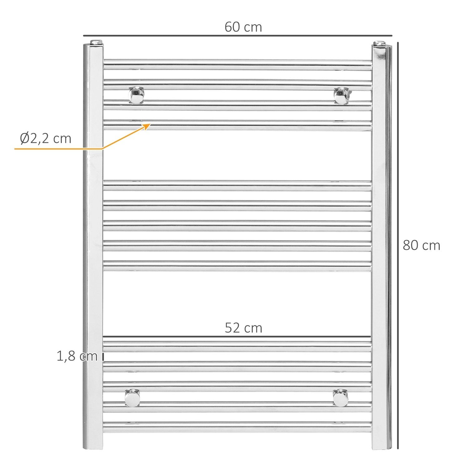 Handduksvärmare Hydronisk Handdukstorkare 14 Värmestavar Badrumsradiator Handduksvärmare Väggmonterad Kolstål Silver 600 X 800 Mm