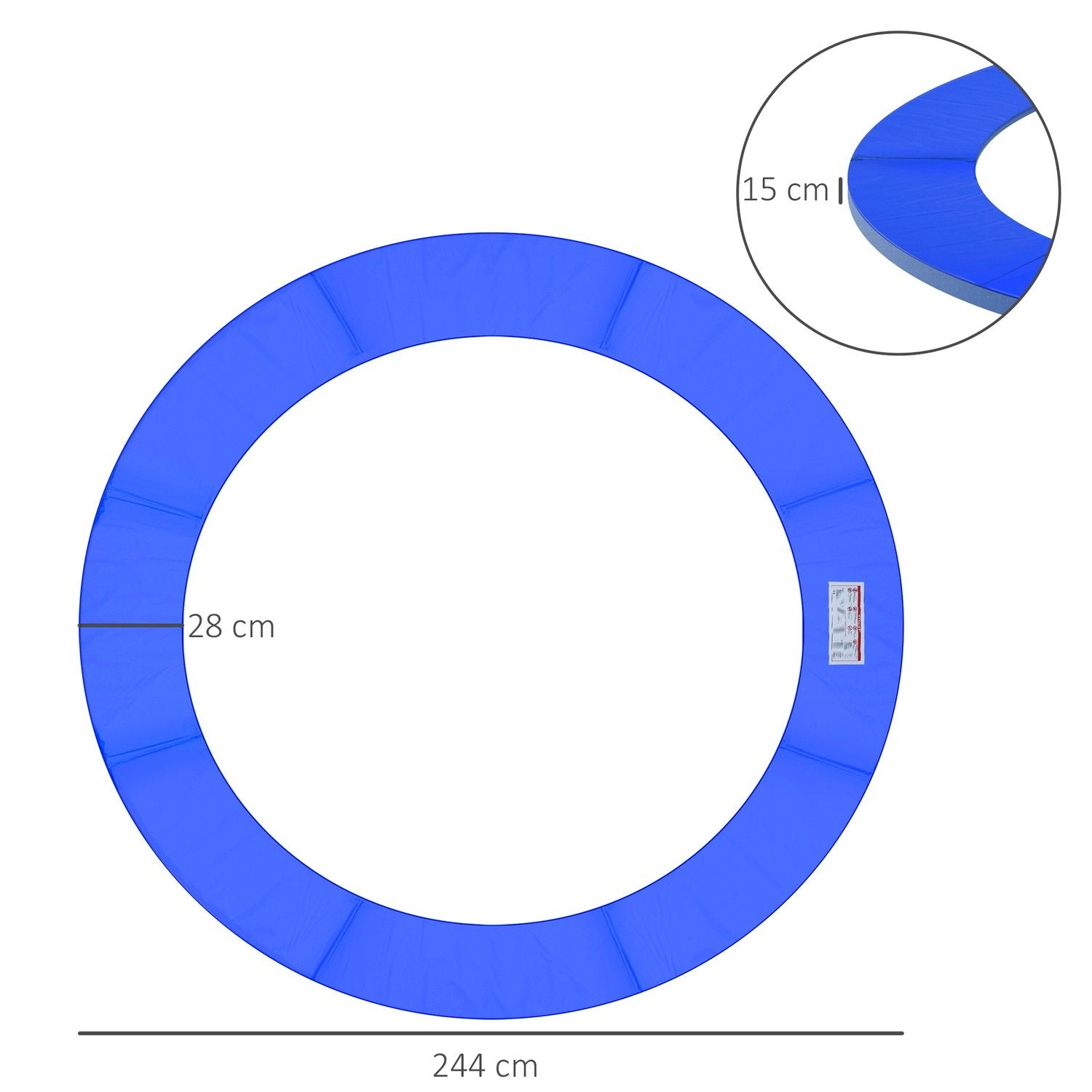 Tilbehørssæt til trampolin kantbeskyttelse, beskyttelsesnet, vejrpresenning, stige, til 8Ft-15Ft, Ø 244Cm, Blå