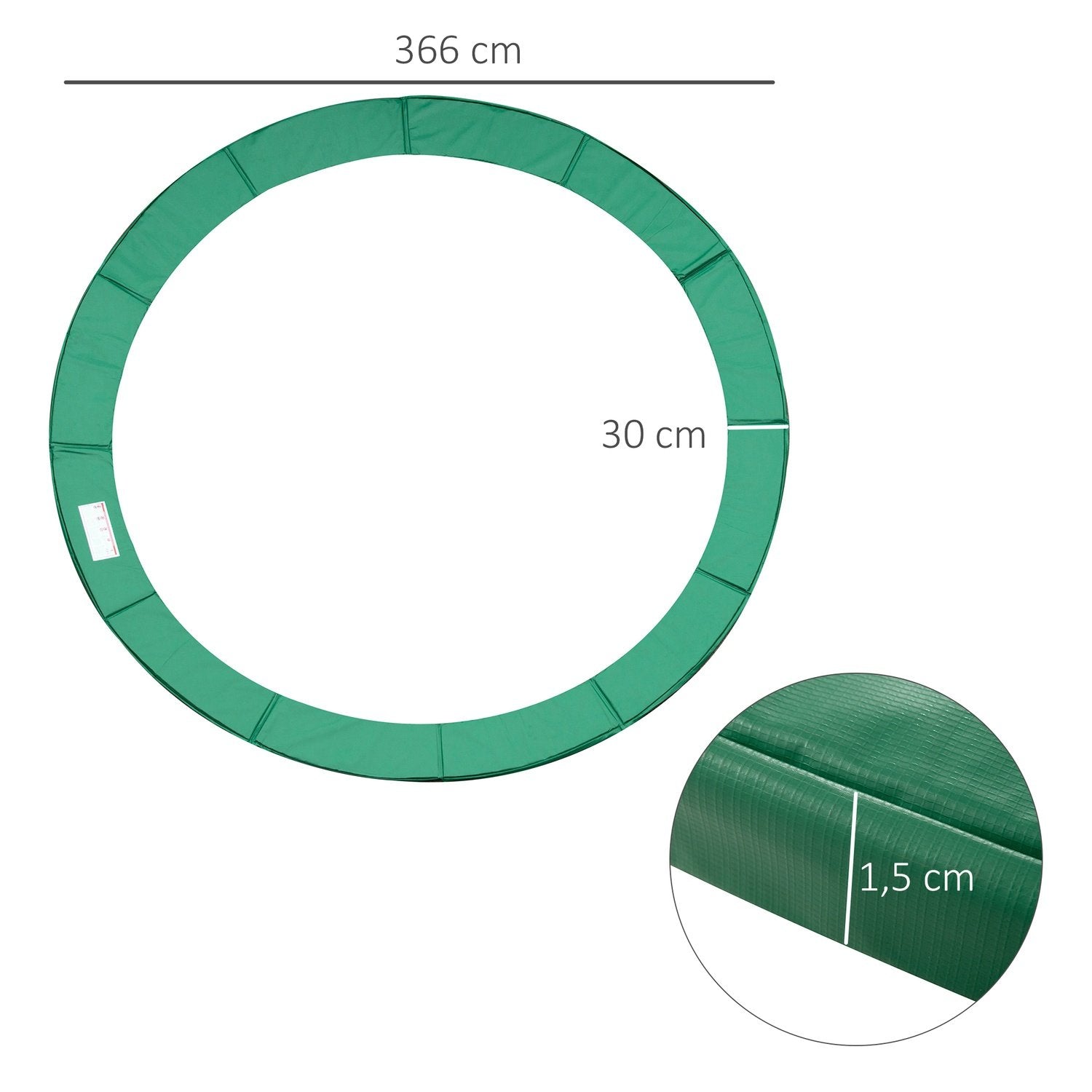 Tillbehörssats För Studsmatta Kantskydd, Skyddsnät, För 8 Fot-15 Fot, Ø 366 Cm, Grön