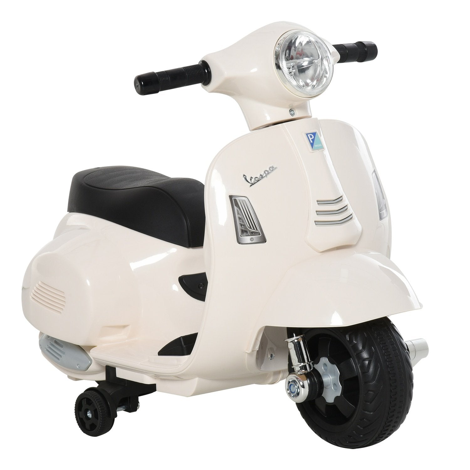 Vespa Elmotorcykel Børnemotorcykel, 18-36 mdr., 3 Km/T, Led Lys &amp; Lyd, Pp Plast &amp; Metal, Hvid, 66,5X38X52Cm