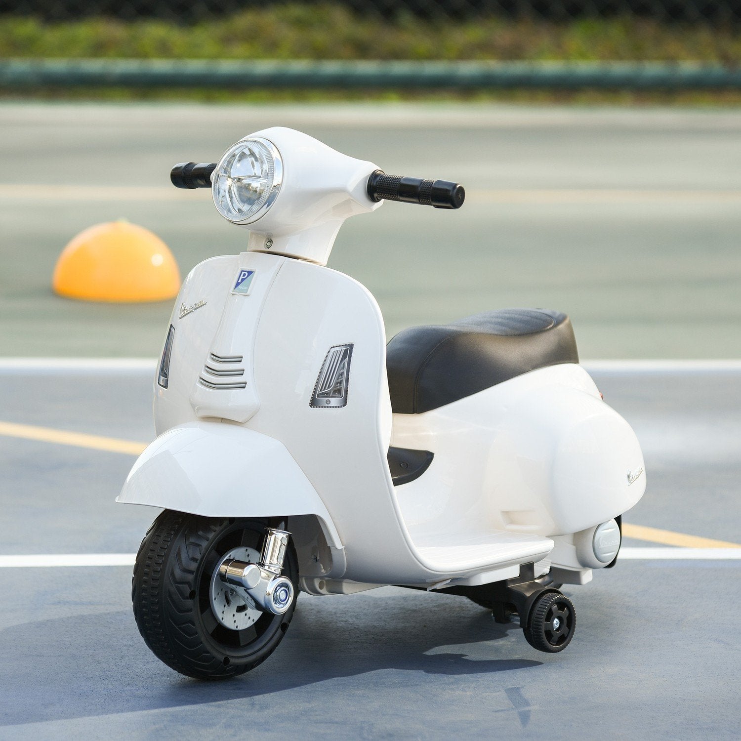 Vespa Elmotorcykel Børnemotorcykel, 18-36 mdr., 3 Km/T, Led Lys &amp; Lyd, Pp Plast &amp; Metal, Hvid, 66,5X38X52Cm