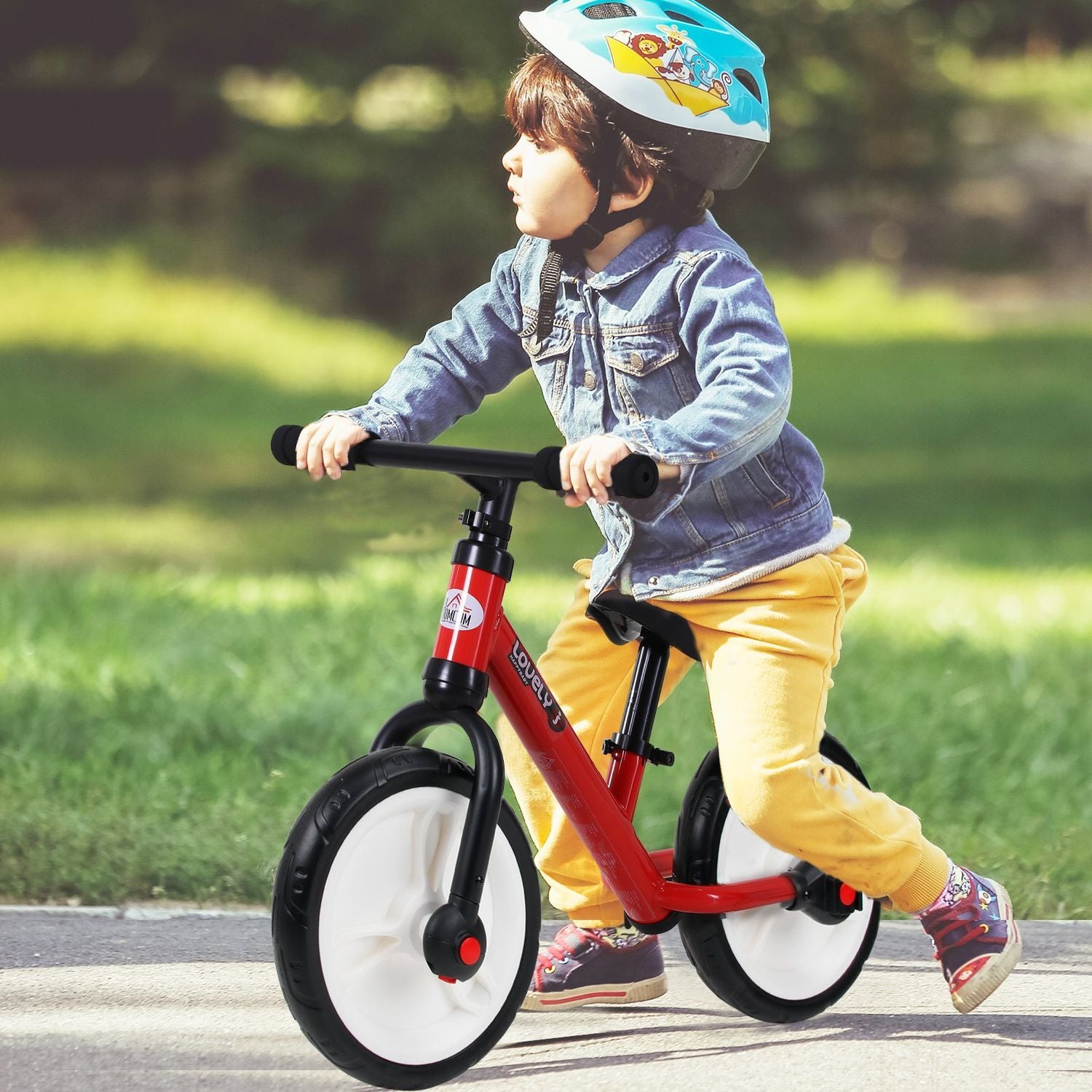 Børnecykel balancecykel med træningshjul og pedaler, 2-5 år, sædehøjdejusterbar, pp, rød