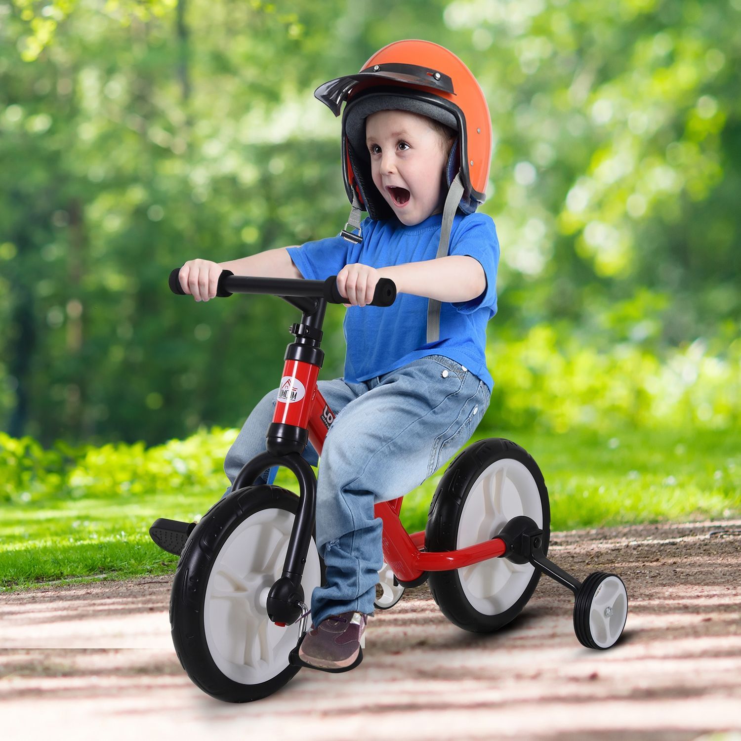 Børnecykel balancecykel med træningshjul og pedaler, 2-5 år, sædehøjdejusterbar, pp, rød