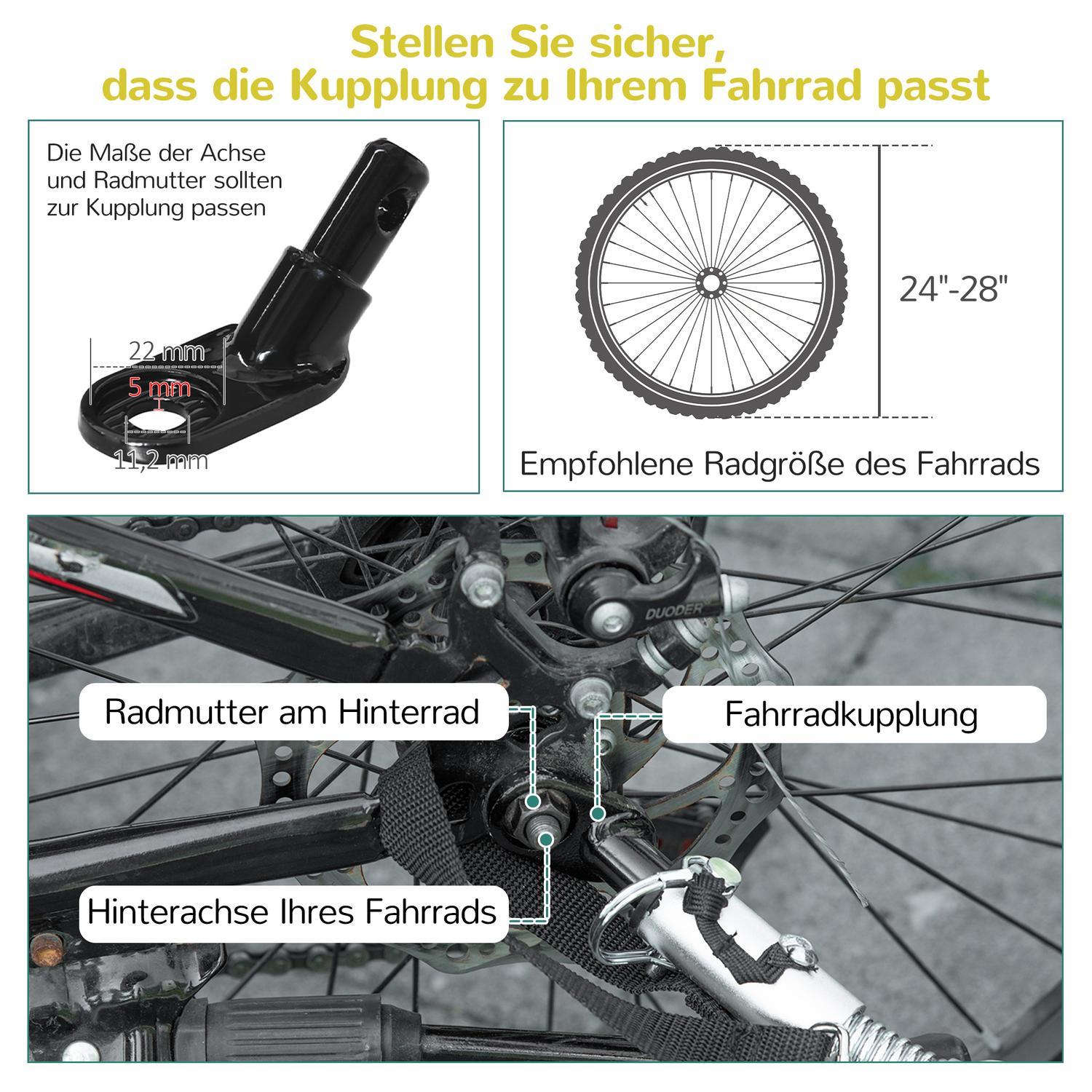 Børnecykelklapvogn 2 i 1 affjedring, netdør, 360° roterende forhjul, bremse, gul+sort, 142X75X101Cm