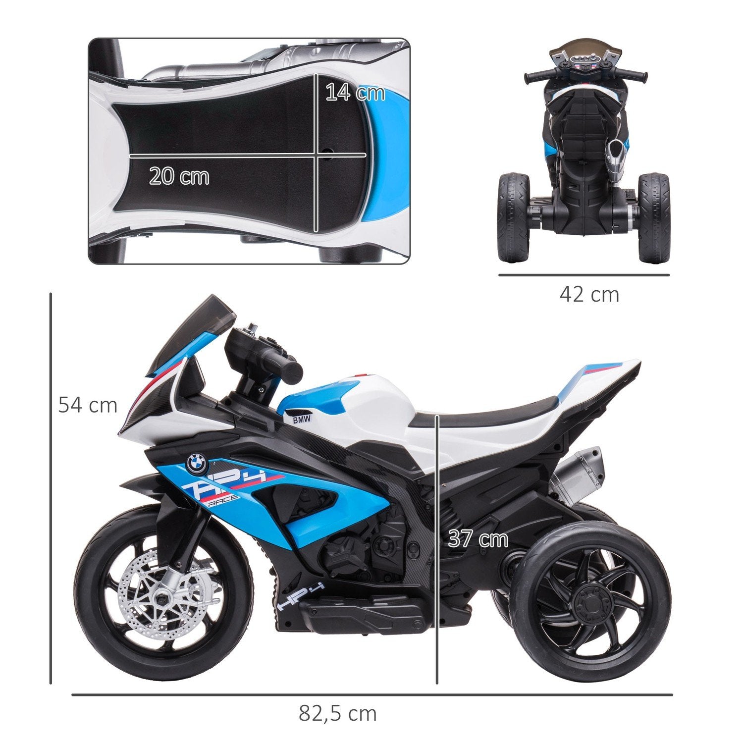 Børnemotorcykel Børnemotorcykel 6V el-køretøj Elektrisk trehjulet cykel børnekøretøj med 3 musiktilstande 2,5 km/t Elektrisk motorcykel fra 18 måneder