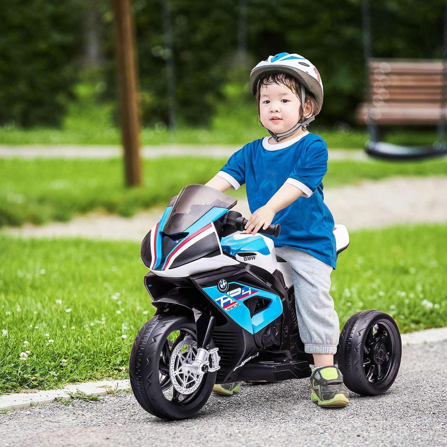 Børnemotorcykel Børnemotorcykel 6V el-køretøj Elektrisk trehjulet cykel børnekøretøj med 3 musiktilstande 2,5 km/t Elektrisk motorcykel fra 18 måneder