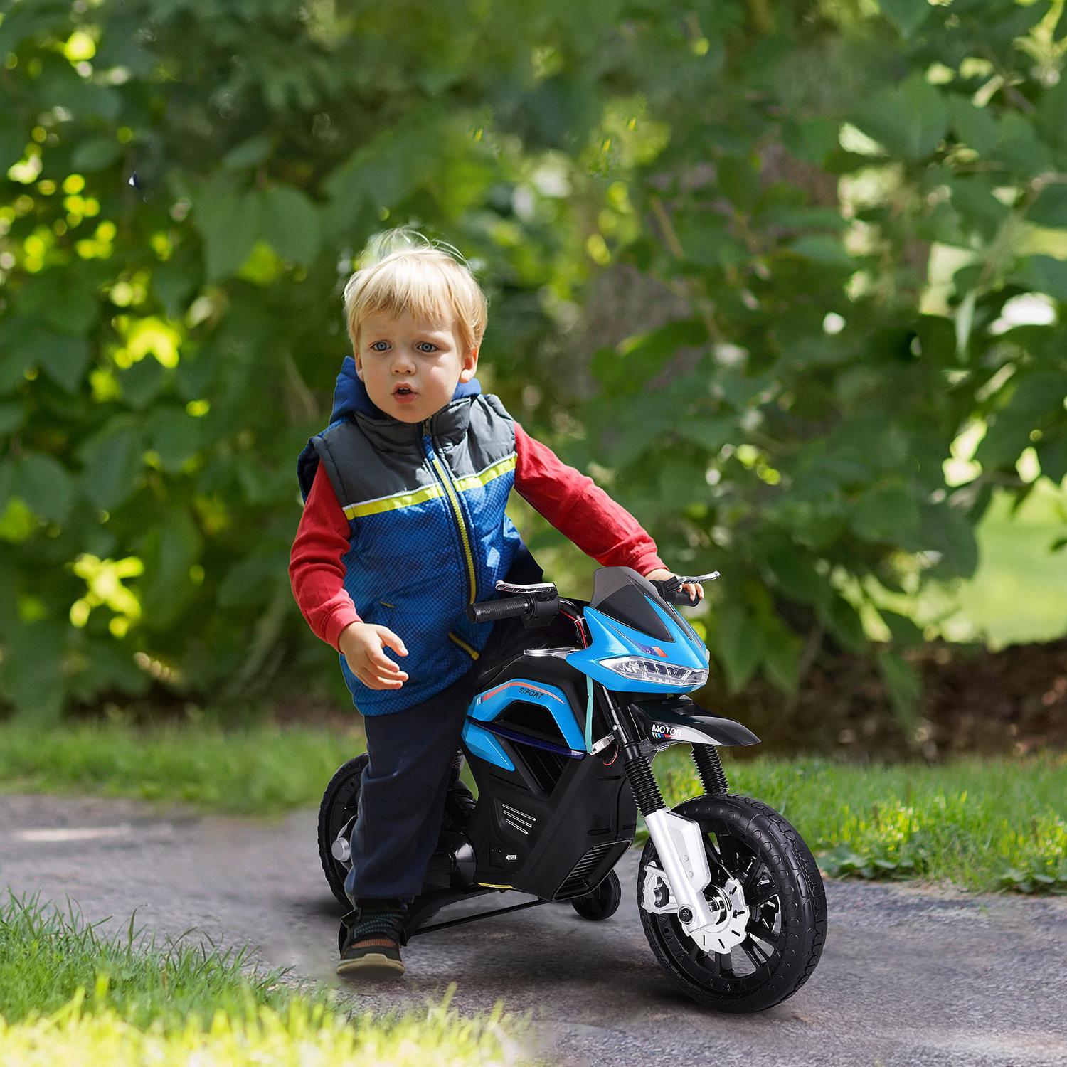 Børnemotorcykel Børnemotorcykel til børn 3-6 år Let musik Mp3 El-køretøj Med træningshjul Max 3 Km/H Metal + Plast