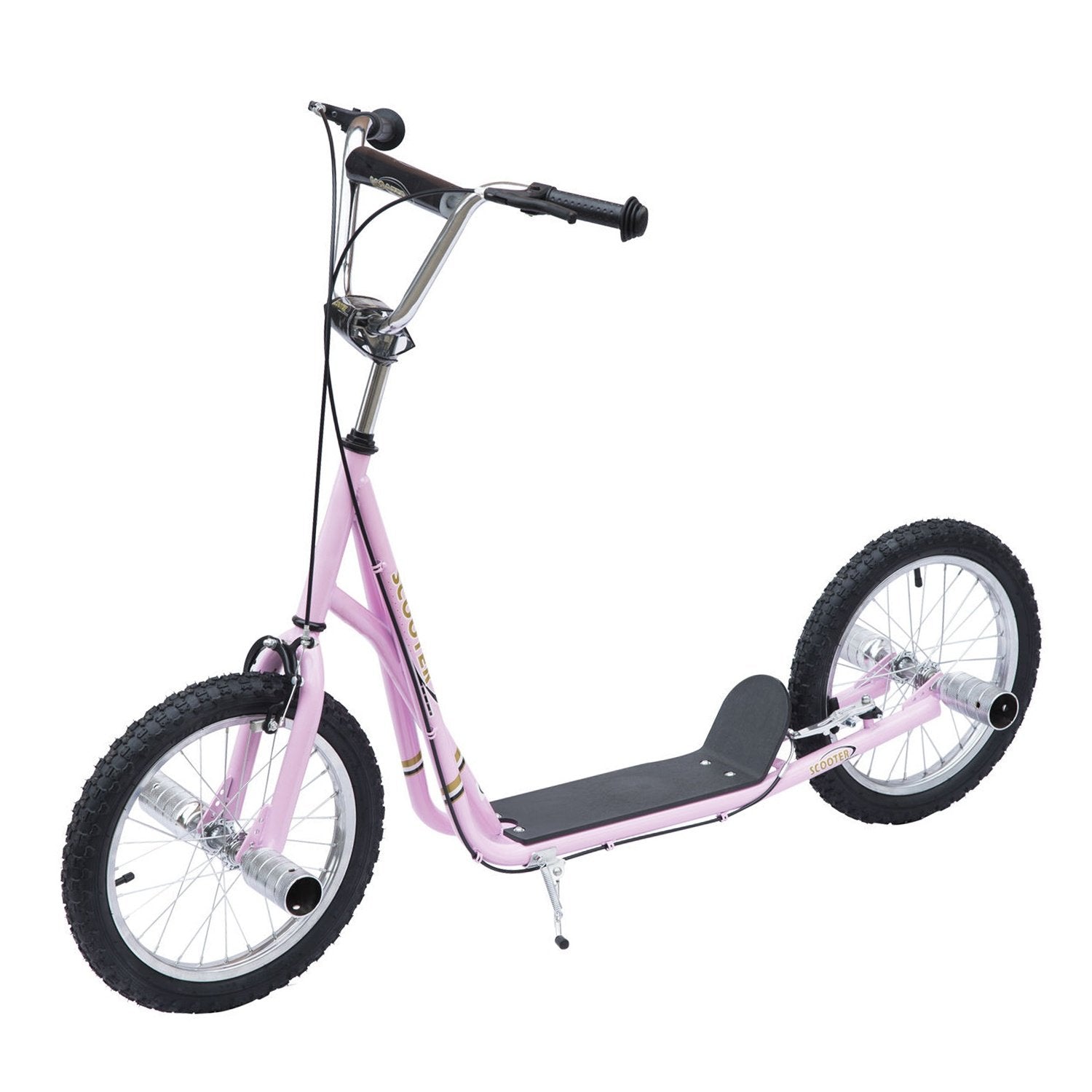 Børnescooter 16 tommer scooter med pneumatiske dæk, højdejusterbar sparkescooter, sparkescooter i pink til børn fra 5 år og opefter