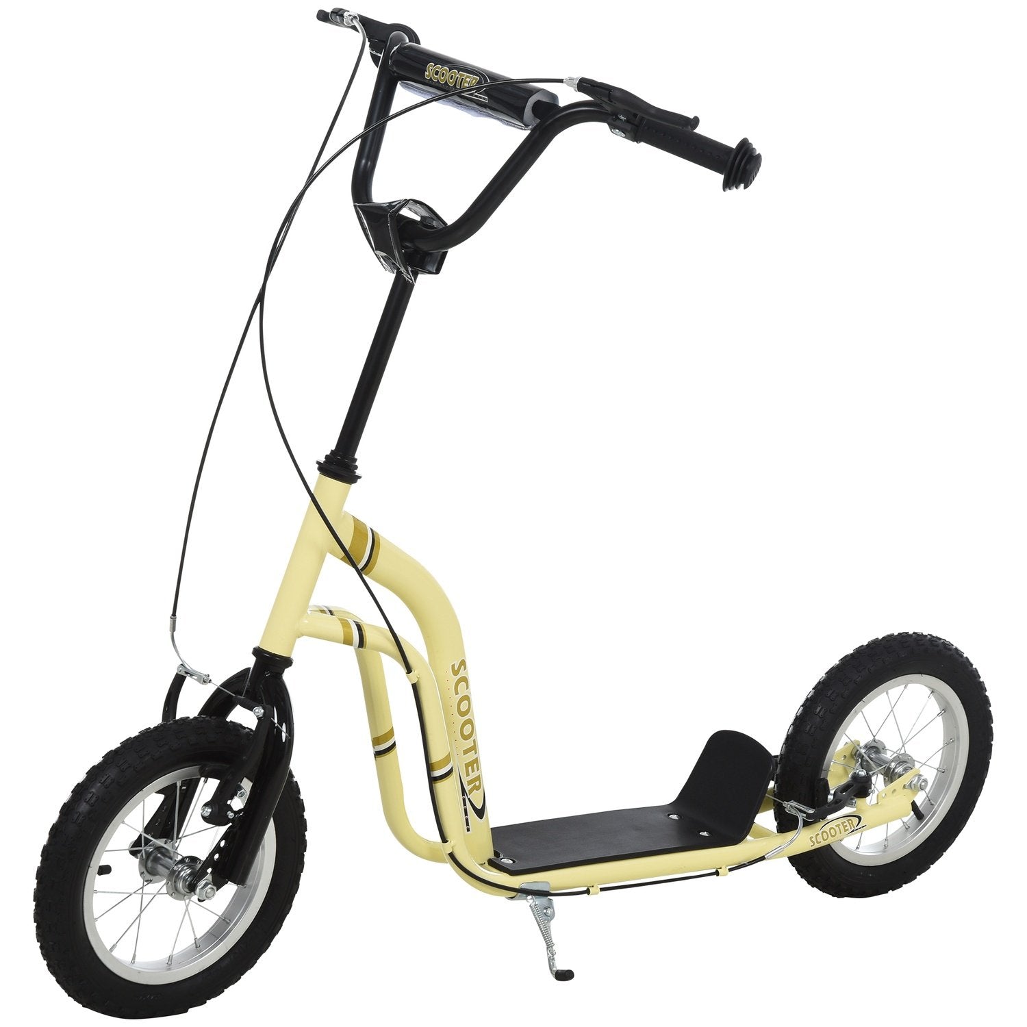 Børneløbehjul fra 5 år Scooter Børneløbehjul Byløbehjul Børneløbehjul Kickboard Med pneumatiske dæk 12 tommer Gummi Aluminium Beige 120 X 58 X 85-95 Cm