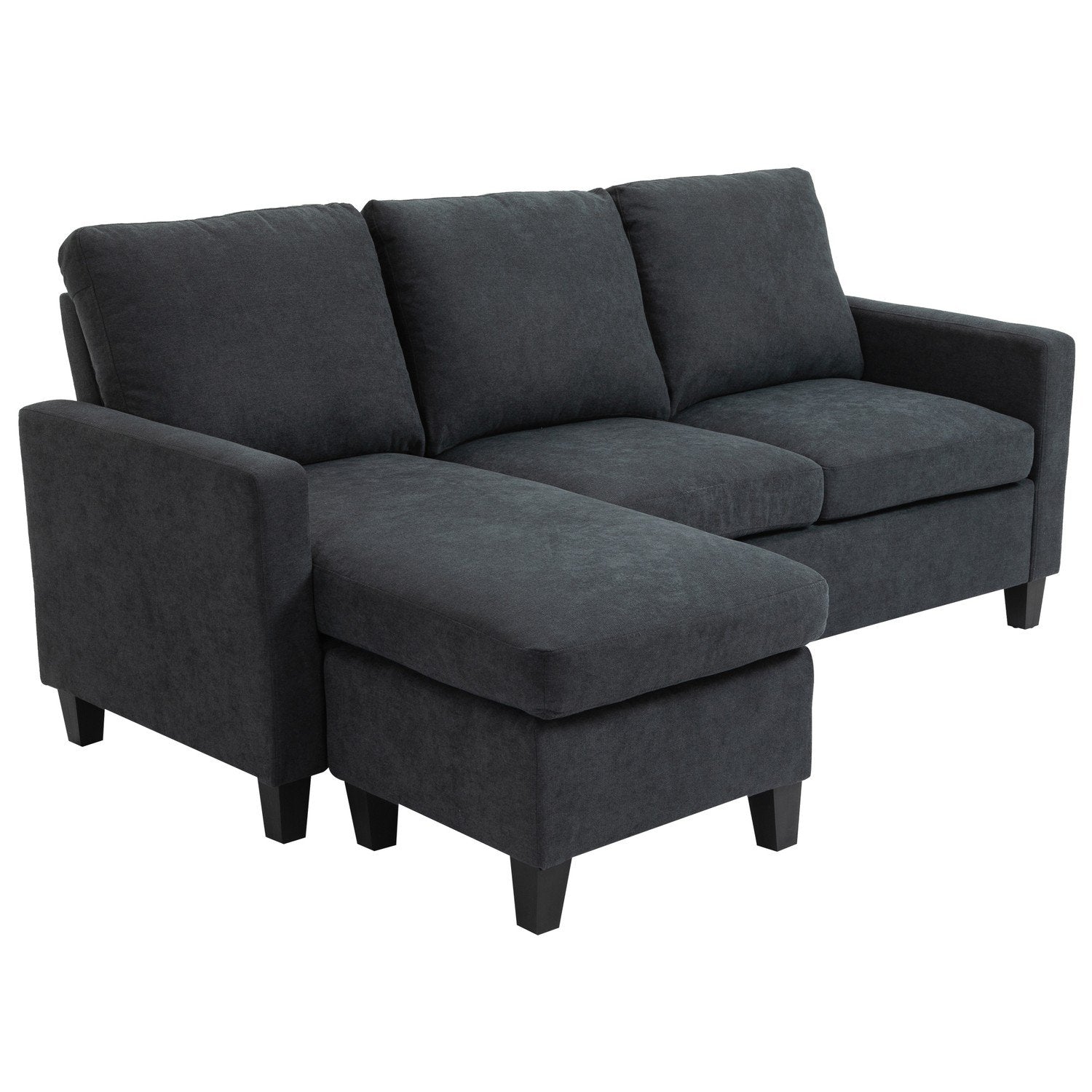 Hjørnesofa Stof Sofa Hjørnesofa Sæt Vendbar Chaiselong L-form Mørkegrå 197X139X91Cm