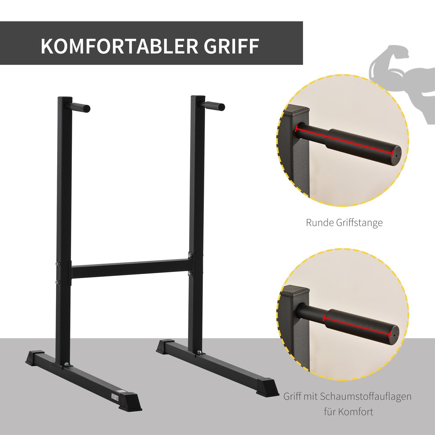 Dipstation, Dipställ För Mag- Och Ryggträning, Stål, Svart, 104X70,5X122Cm