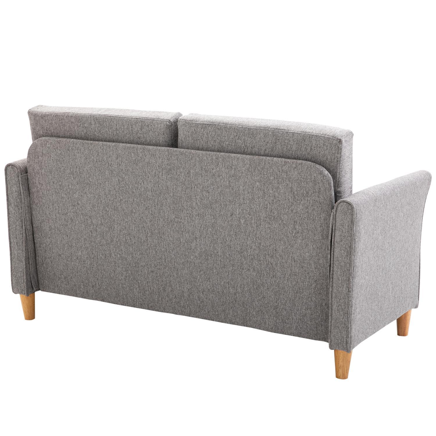 Dobbelt sofa, komfortabel sofa, aftagelig med hynder, hør, lysegrå, 141X65X78Cm