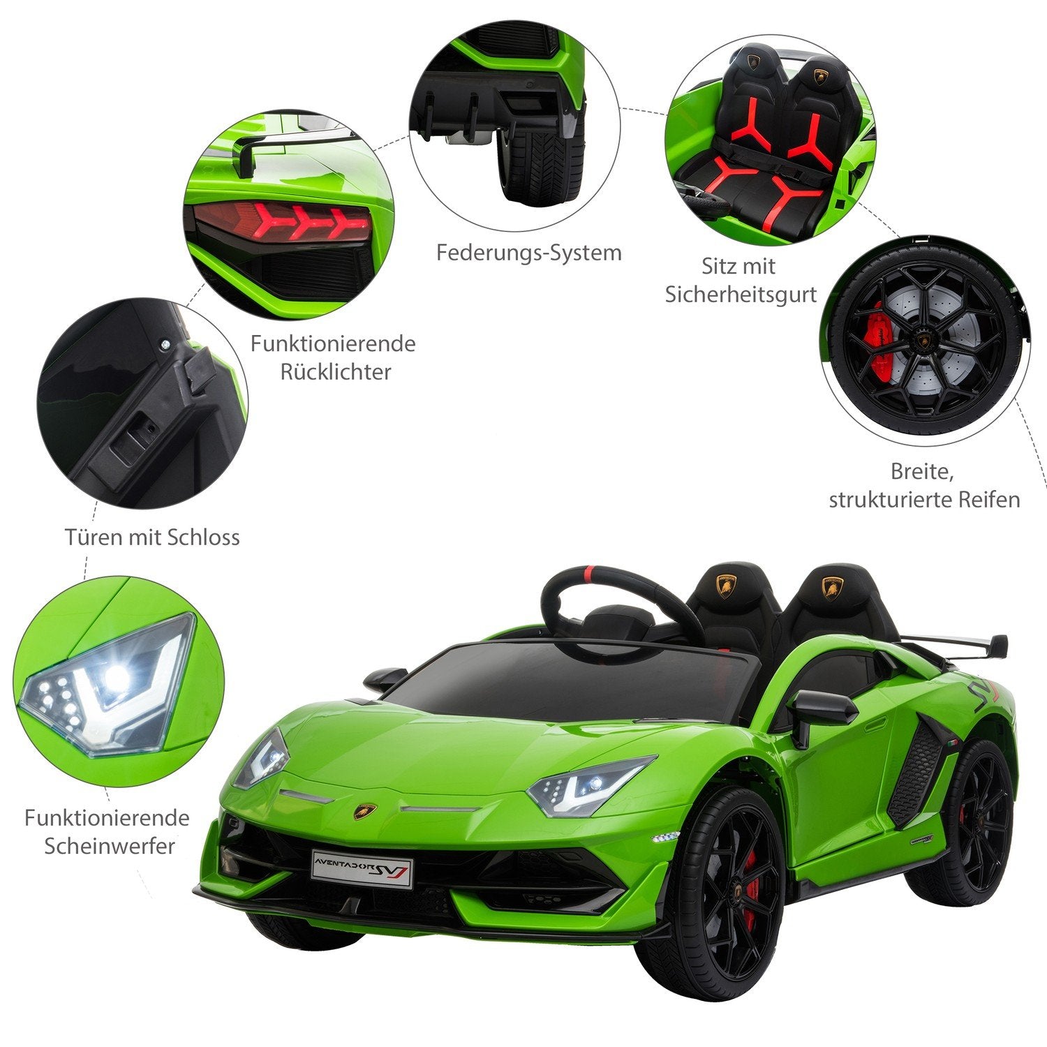 Elbil Lamborghini Barnelbil, 3-8 År, Med Fjärrkontroll, 2 X 550 Motorer, Mp3/Usb, Ljus & Musik