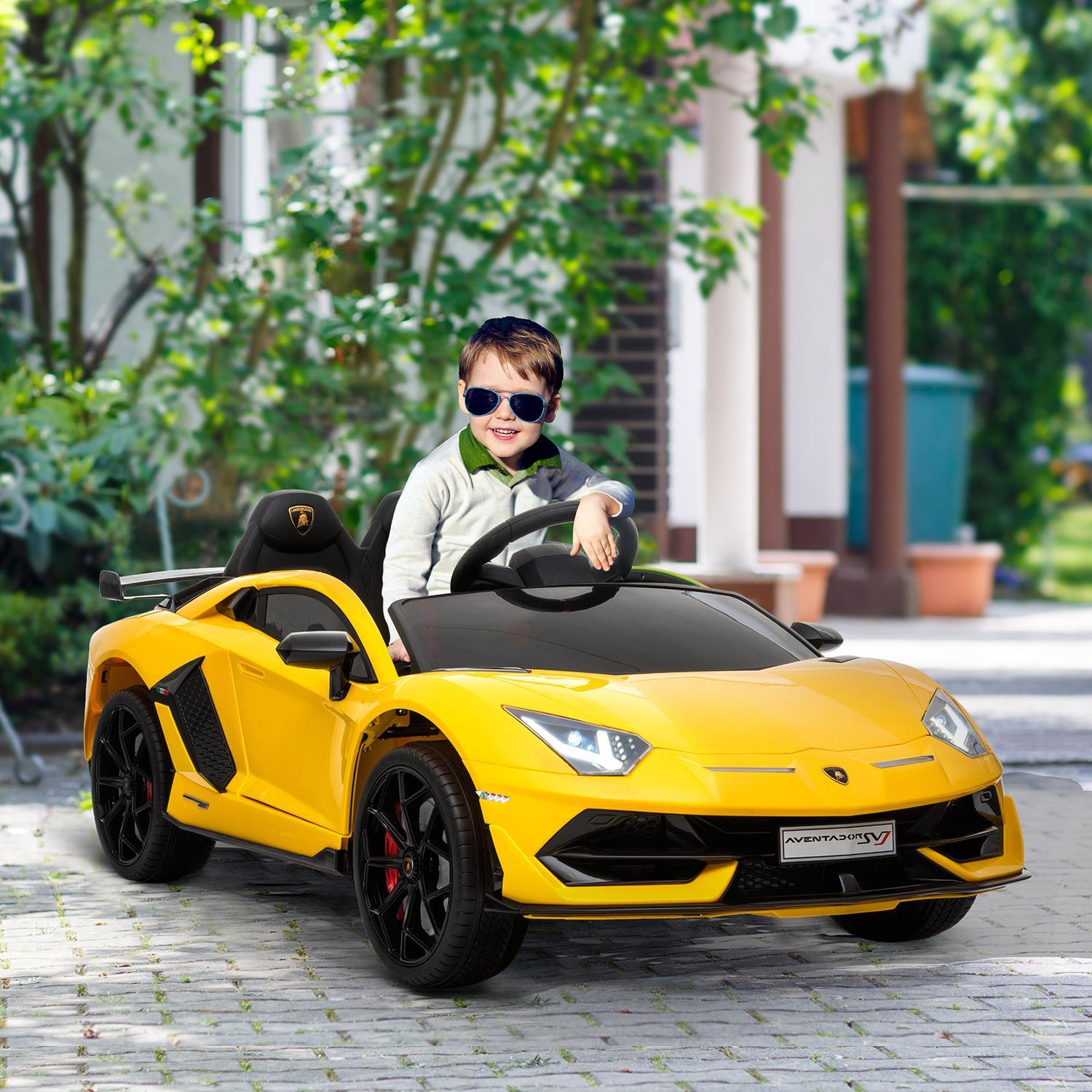 Elektrisk børnebil med fjernbetjening Lamborghini Svj Licens i 3-8 år 2 X 550 Motorer Mp3/Usb Lys Musik Gul 123 X 66,5 X 45,5 Cm