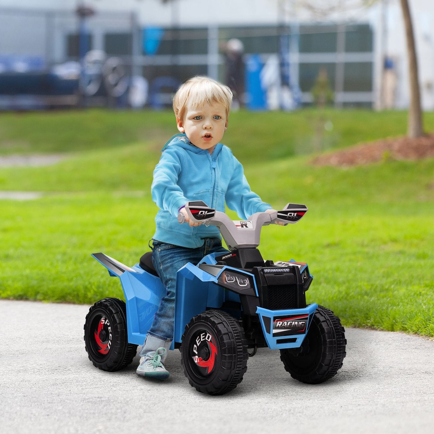 El-quad-cykel til børn, mini-quad-cykel med frem- og bakfunktion, 6V el-køretøj til børn 1,5-3 år, 2,5 km/t, blå