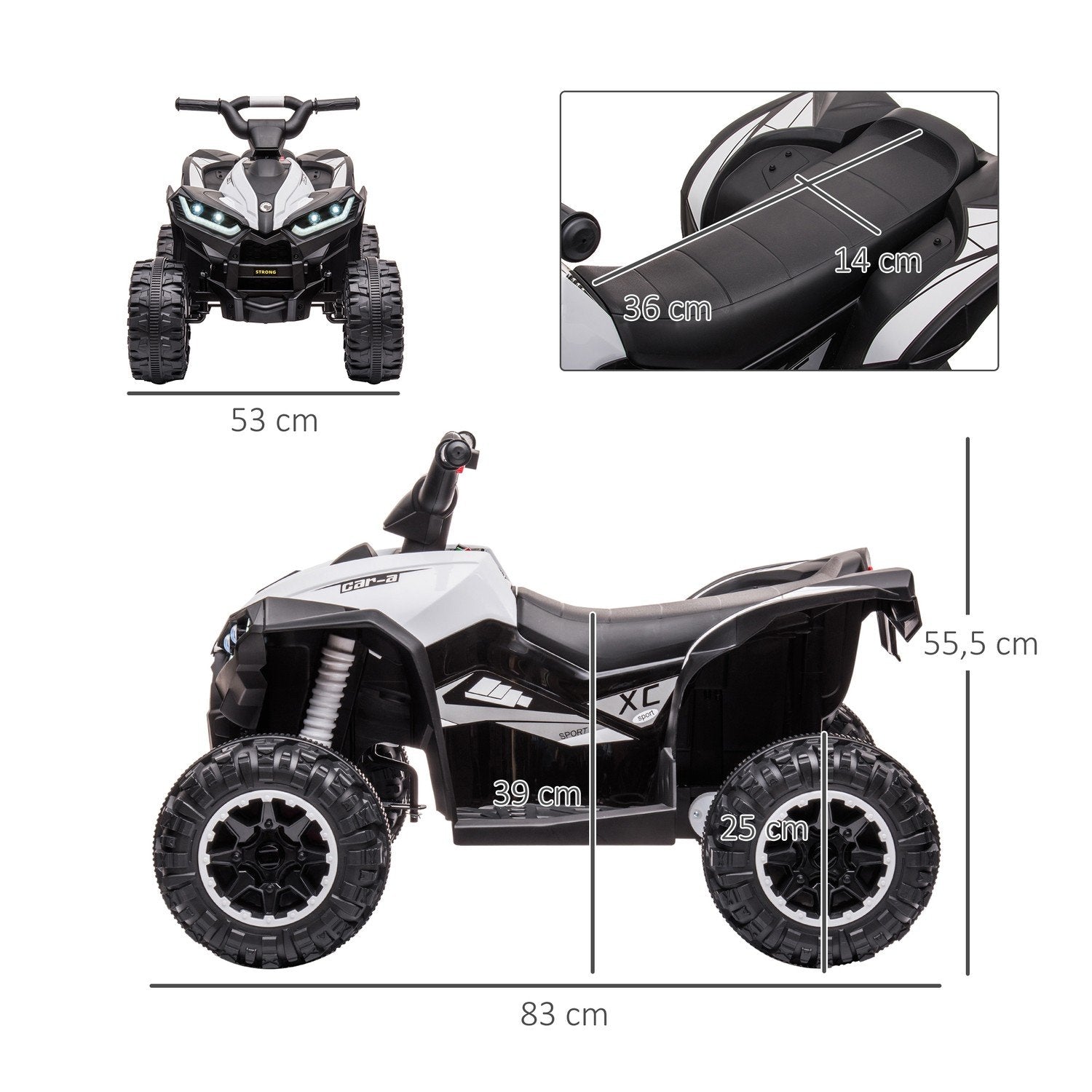 Elektrisk Quad Bike 12V børnequad med usb port, børnemotorcykel med mp3 musikafspiller, forlygte, til børn 3-5 år, 1,5-3 km/t